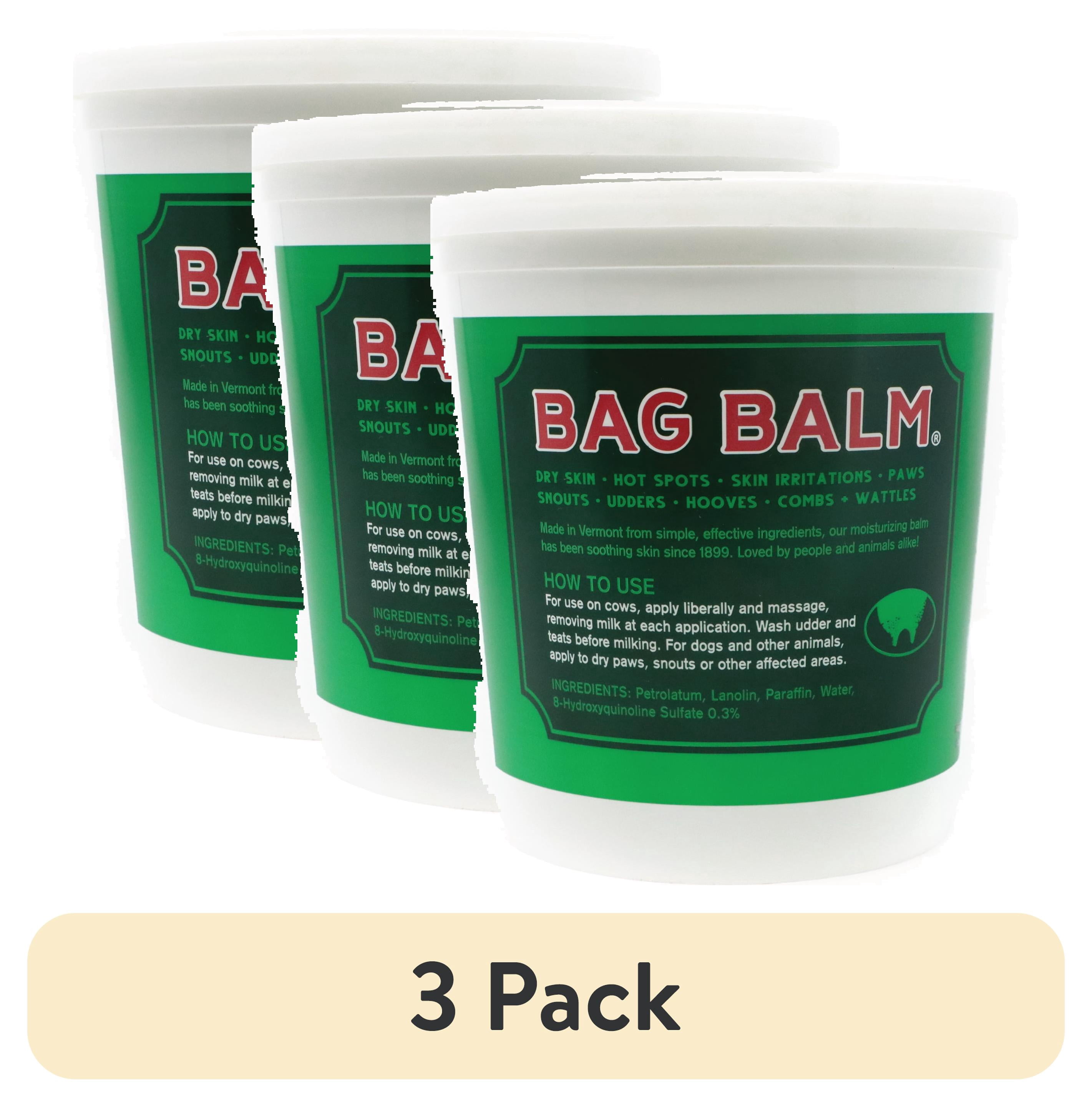 (3 pack) Vermont's Original Bag Balm Moisturizing Ointment for Animals, Pets, Livestock, Paws, Jumbo Pail