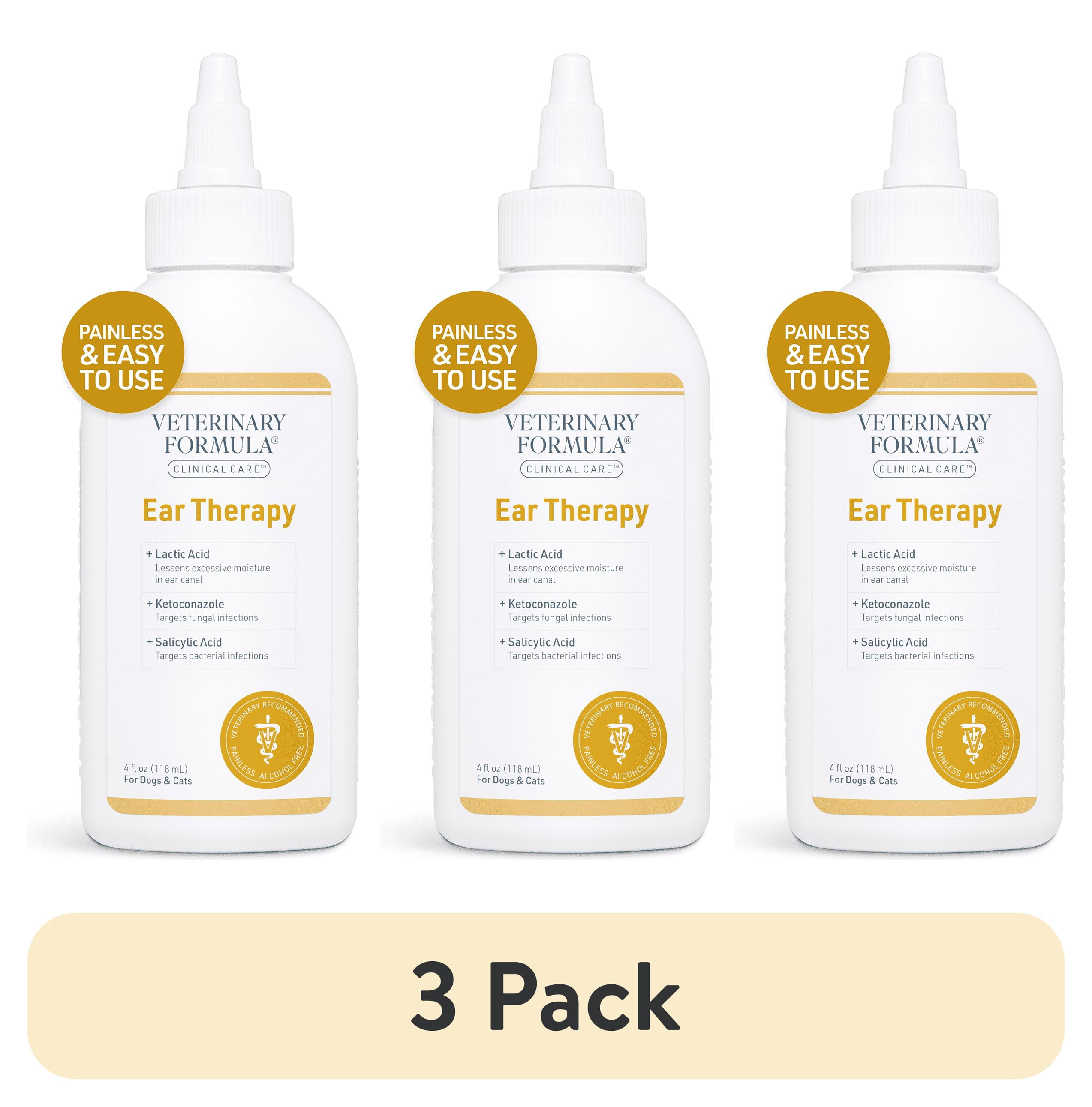 (3 pack) Veterinary Formula Clinical Care Ear Therapy for Dogs and Cats - Soothing Ear Cleaner, 4 oz