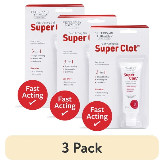 (3 pack) Veterinary Formula Clinical Care Super Clot Styptic Gel, 1 oz Tube, Easy Applicator for Dogs and Cats