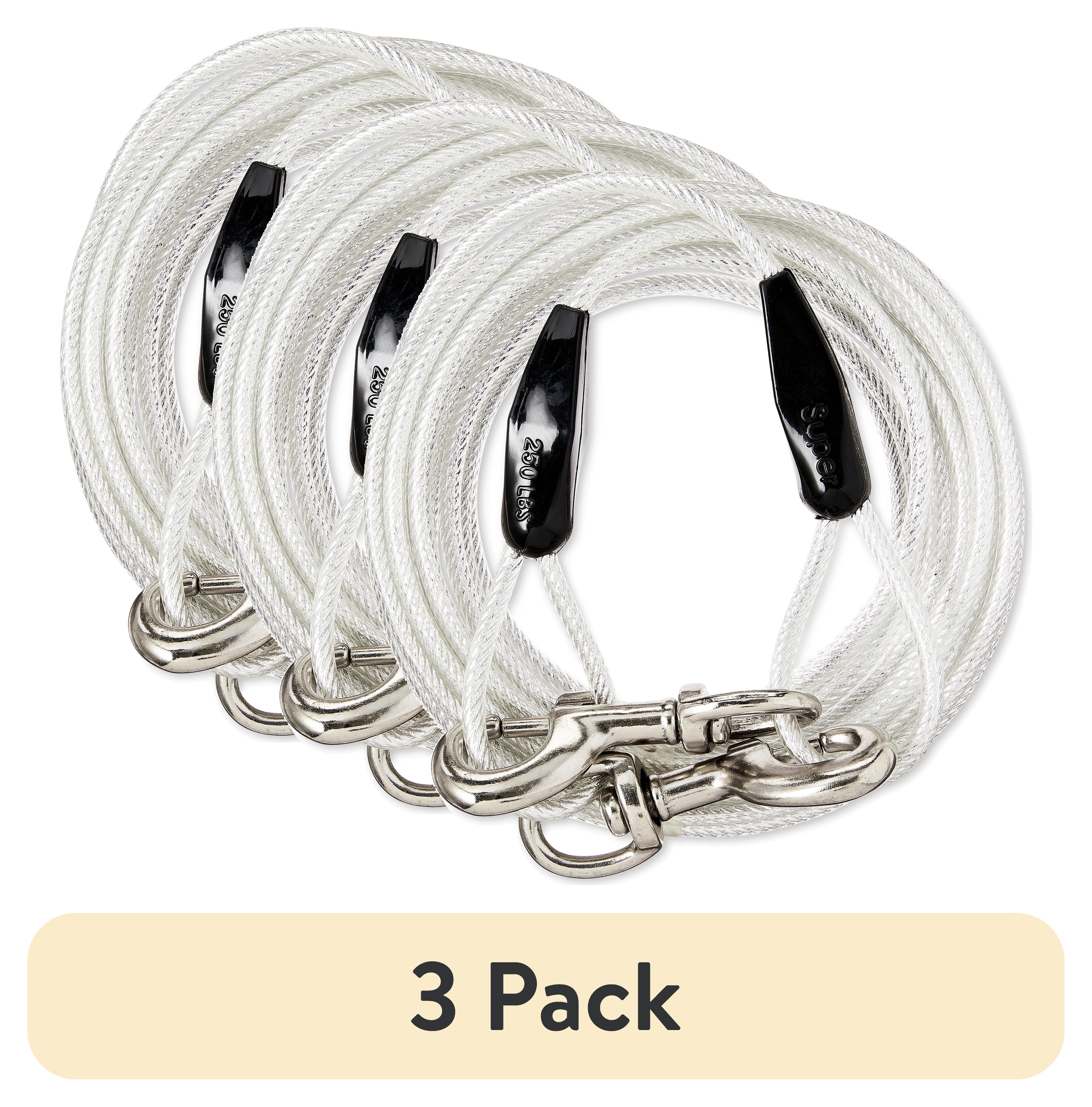 (3 pack) Vibrant Life Reflective Vinyl-Covered Tie-Out Cable for Dogs, Super, 25'