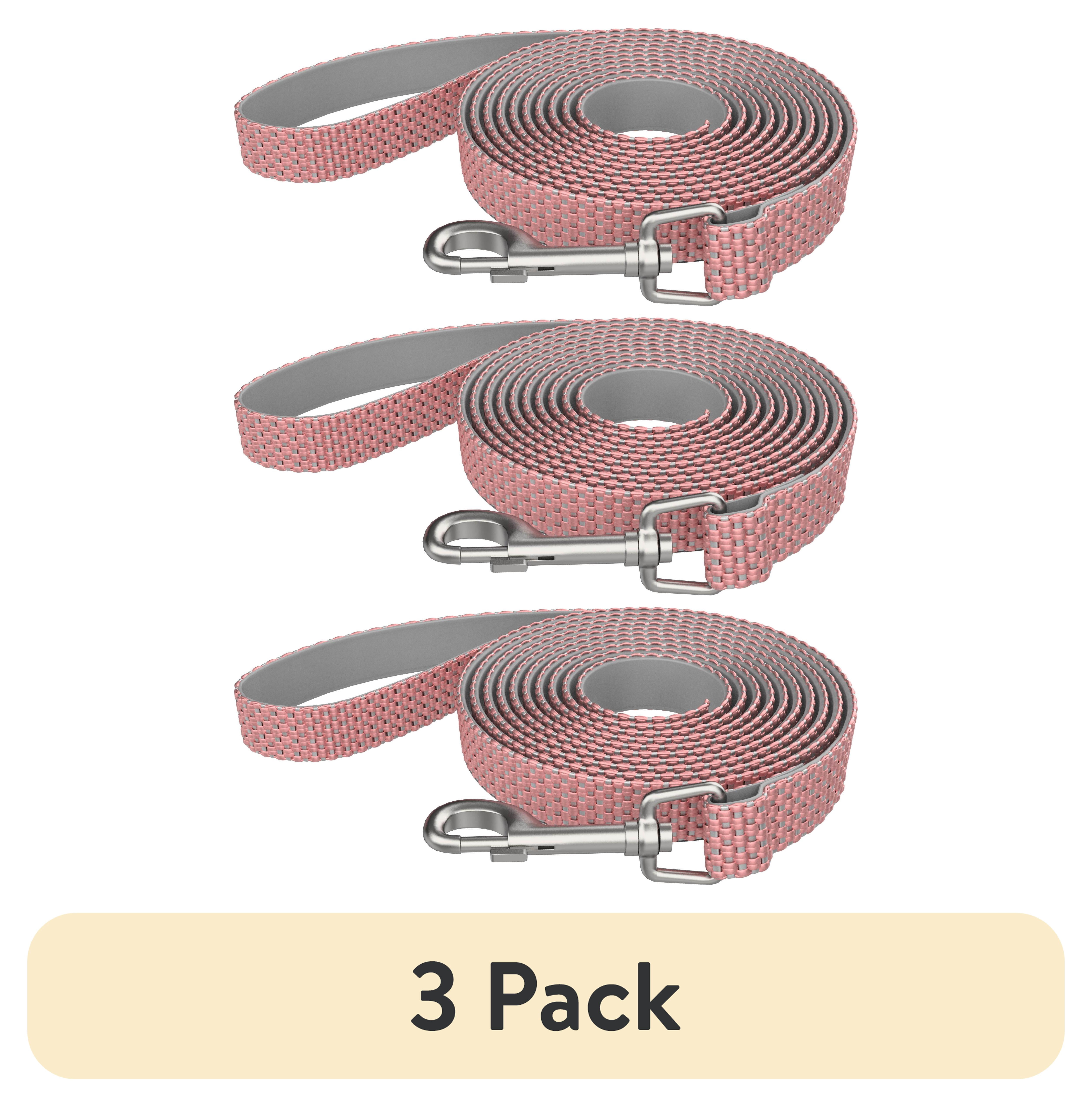 (3 pack) Vibrant Life 5 ft Nylon Anti-Shock Padded Dog Leash, Pink, Medium / Large