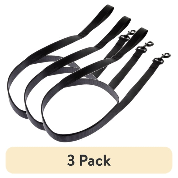 (3 pack) Vibrant Life 6' Solid Polyester Leash, Black, L