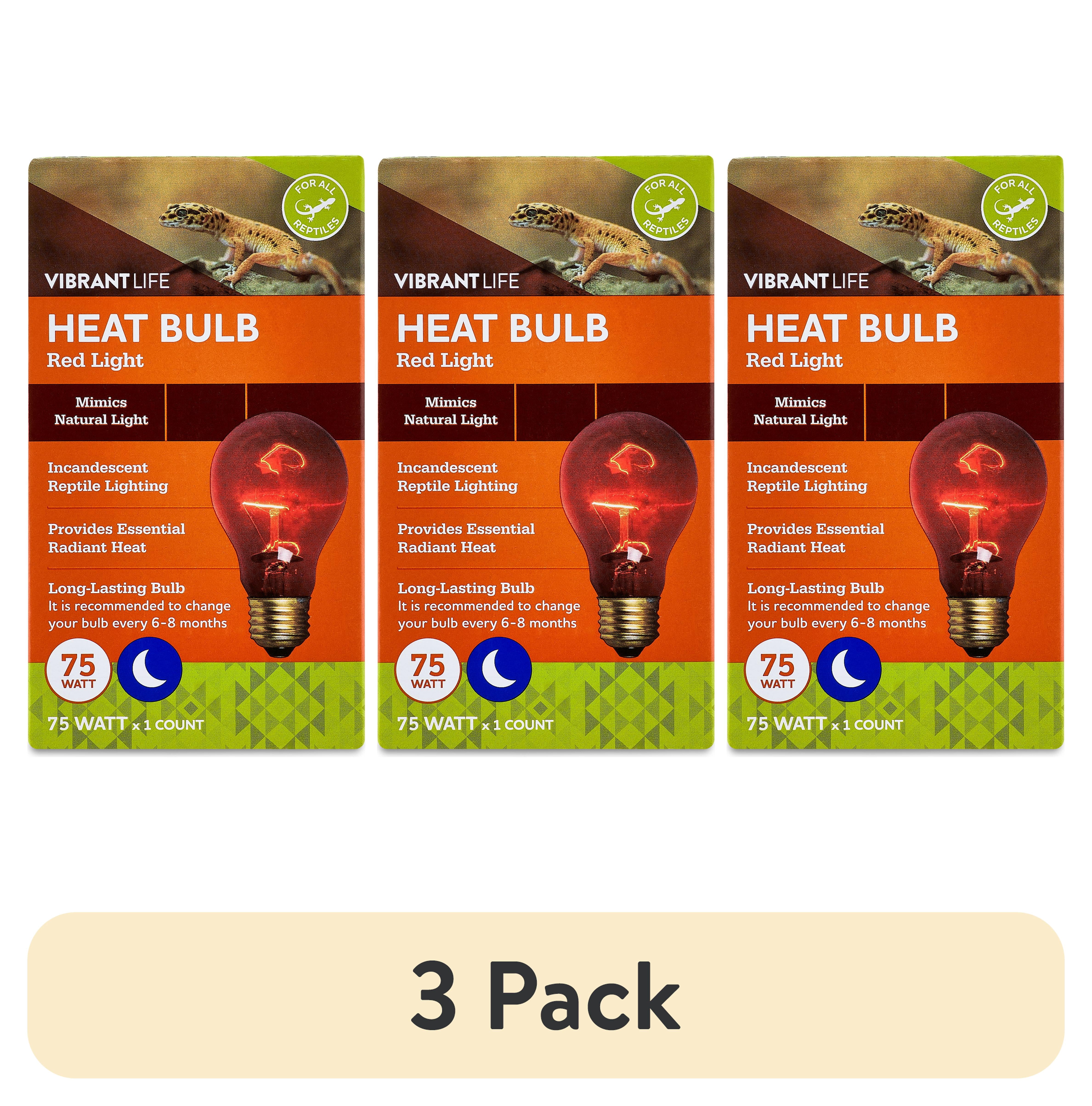 (3 pack) Vibrant Life 75W Terrarium Heat Bulb, Red