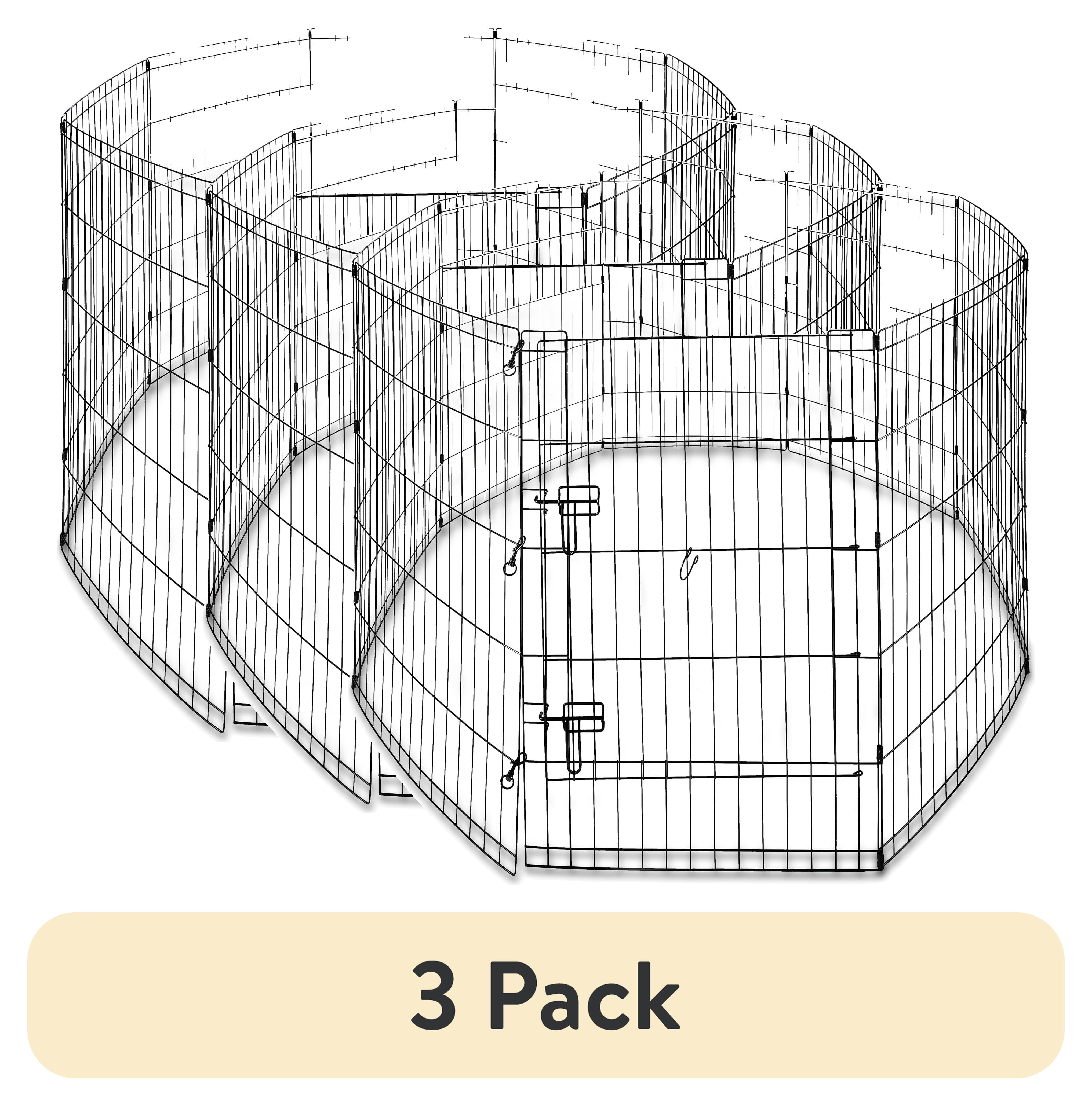 Black 36" Metal 8-Panel Pet Exercise Playpen with Door