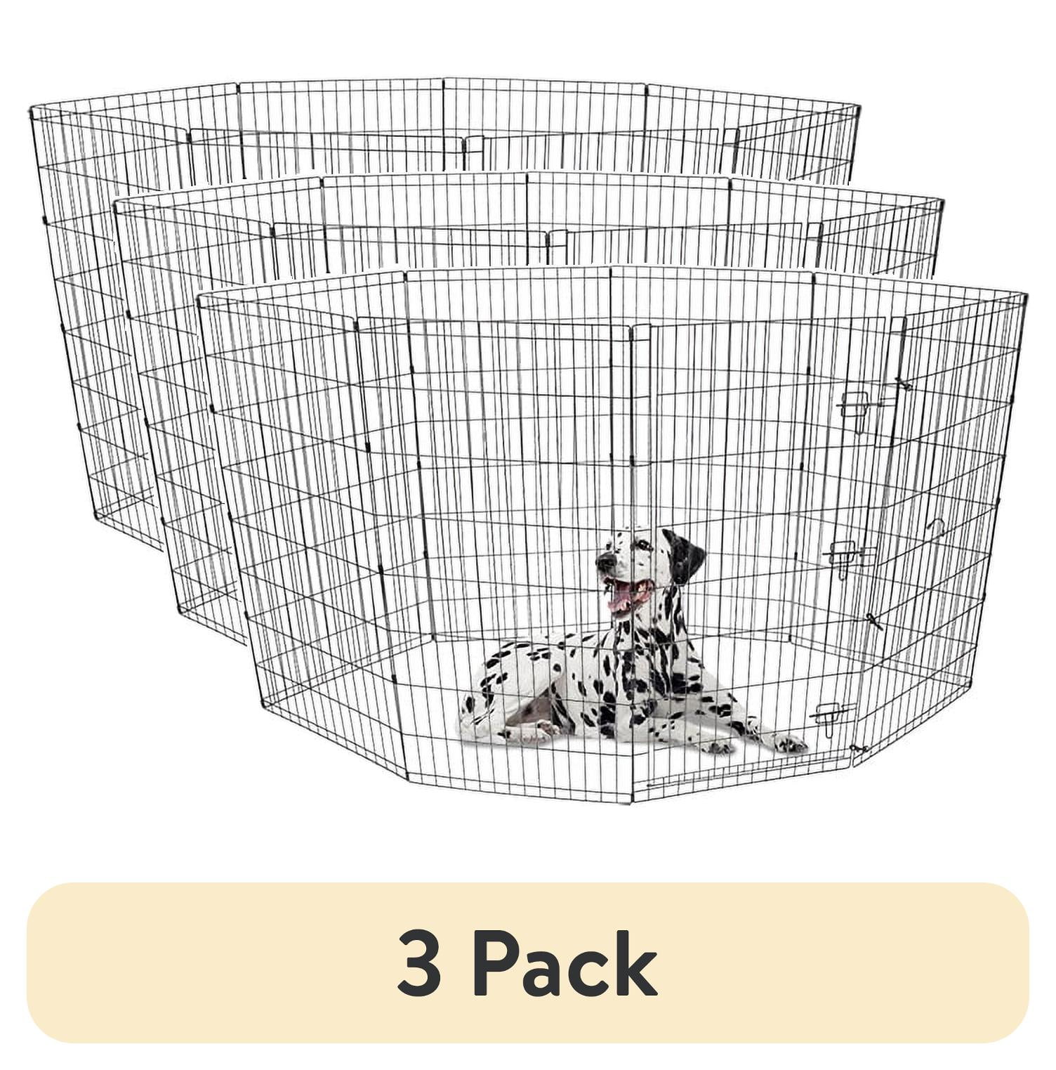 48" Black Metal 8-Panel Pet Exercise Play Pen with Door