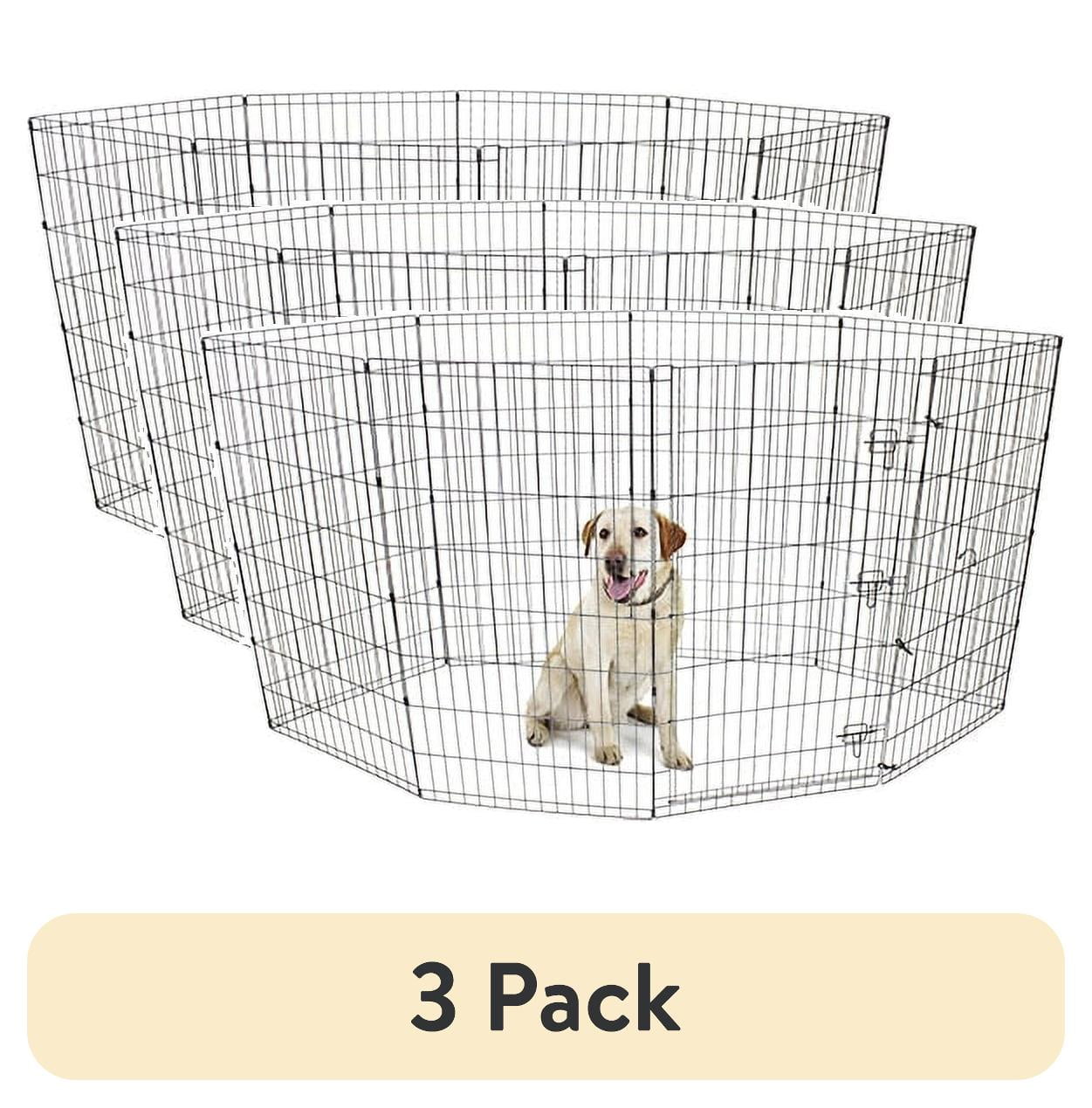 (3 pack) Vibrant Life Foldable 8-Panel Steel Wire Playpen for Dogs, Black, 42"