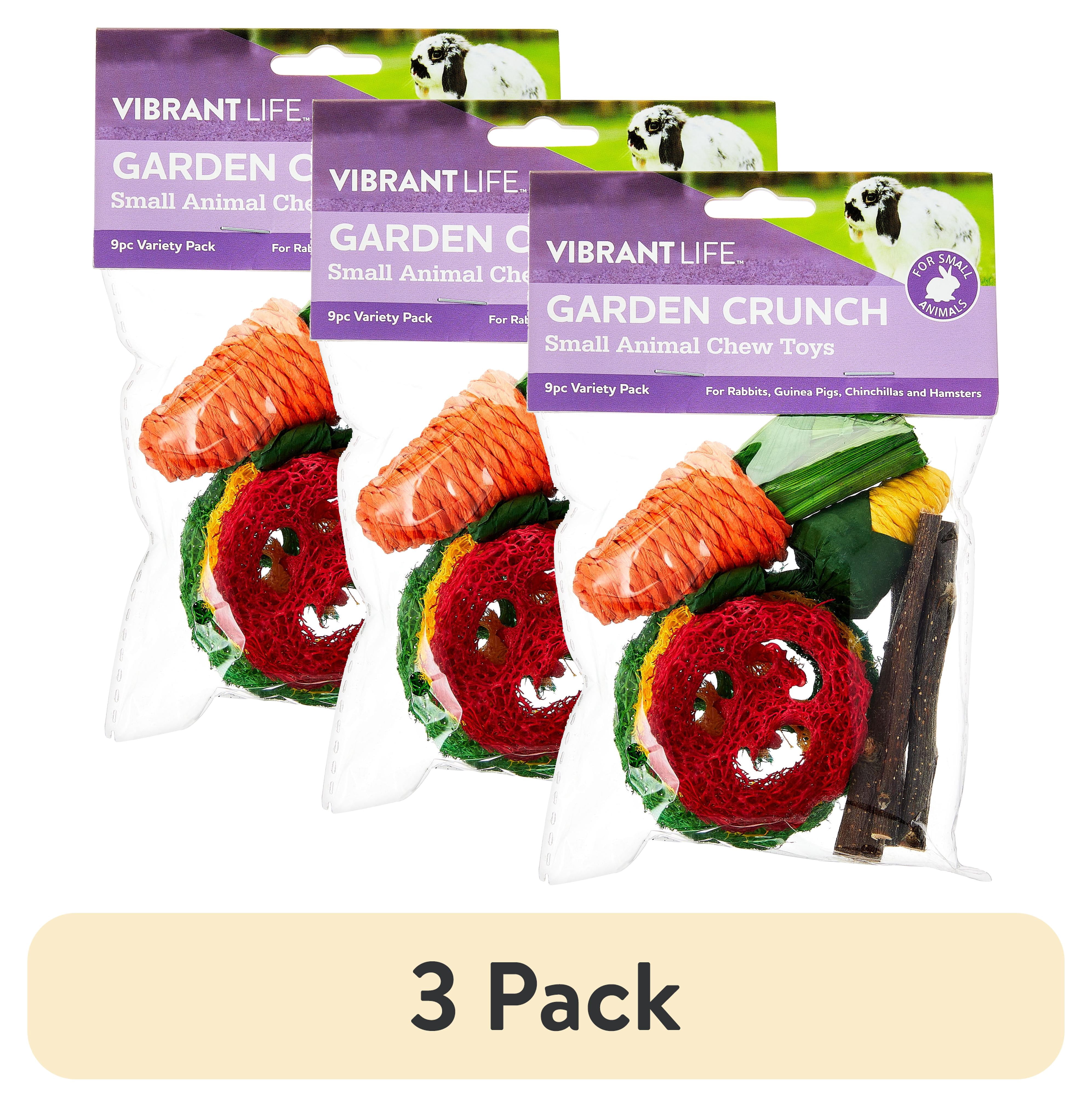 (3 pack) Vibrant Life 9-Piece Variety Pack of Garden Crunch Chews for Small Animals