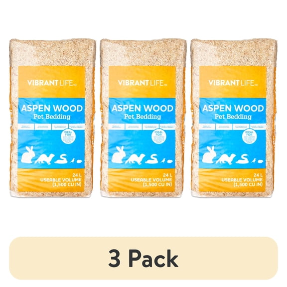 (3 pack) Vibrant Life Aspen Wood Pet Bedding, 24 L Bag
