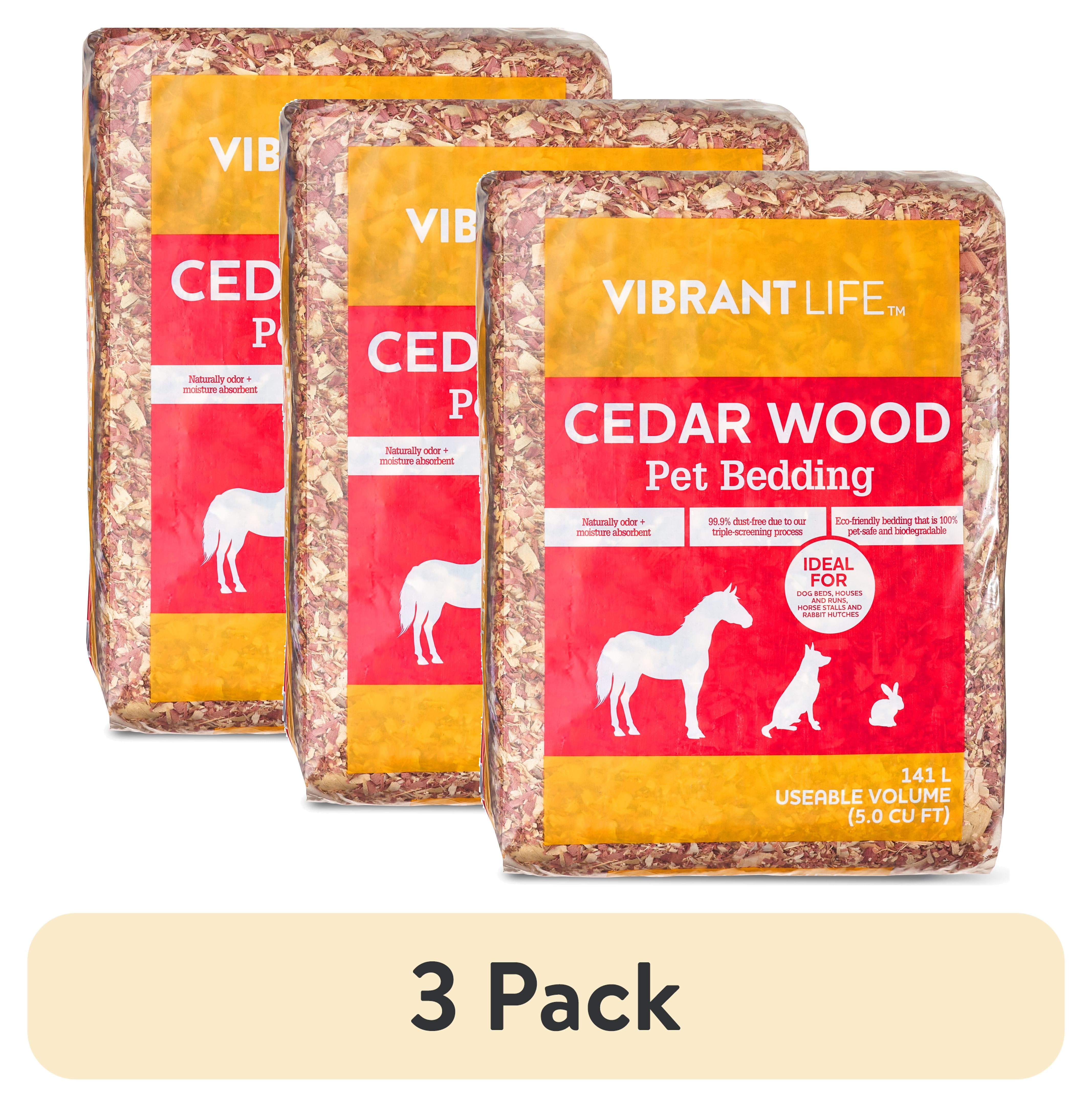 (3 pack) Vibrant Life Cedar Wood Pet Bedding, 141 L Bag