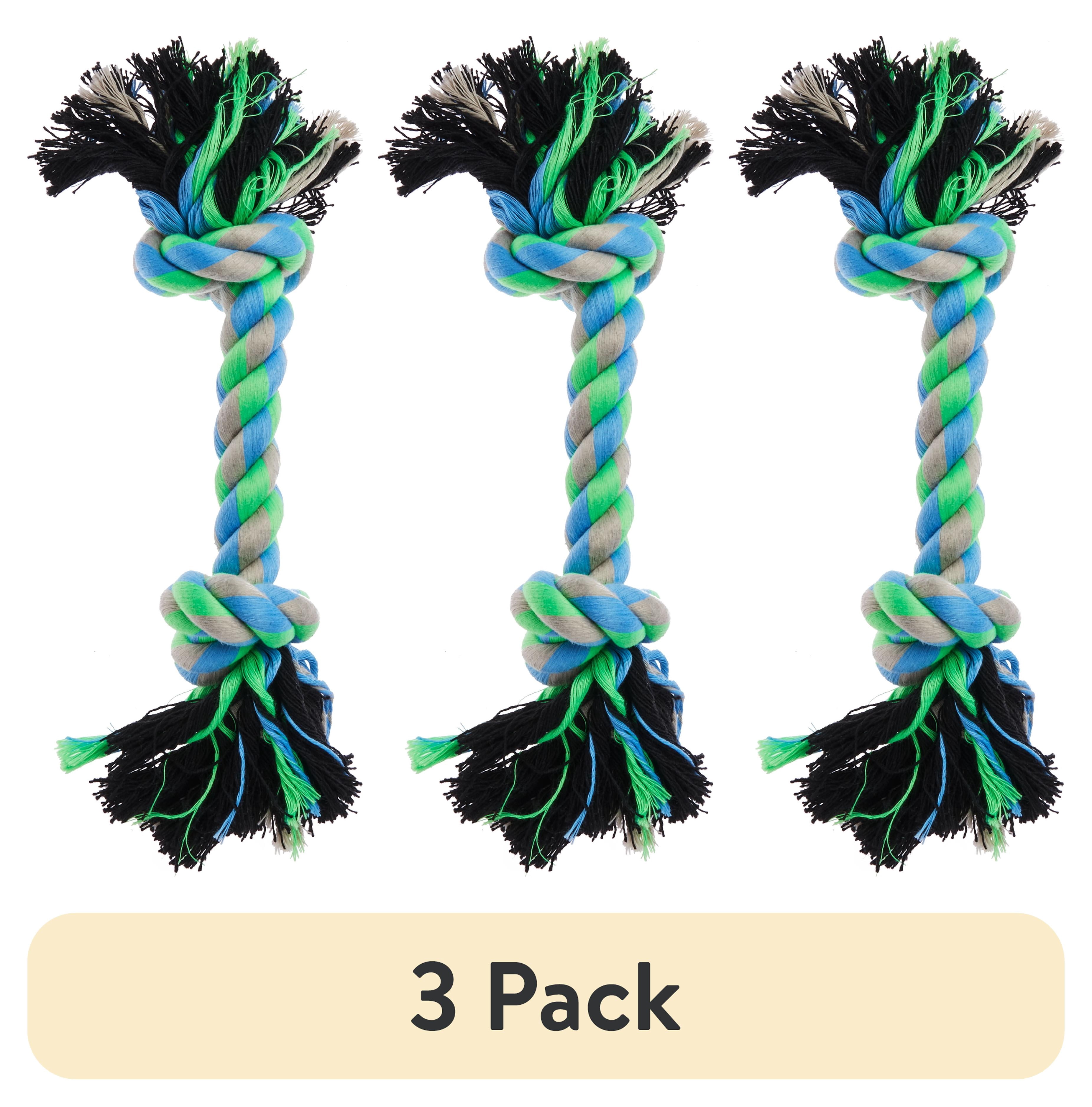 (3 pack) Vibrant Life Chomp & Tug Buddy Rope Toy for Moderate Chewers, Blue, Small