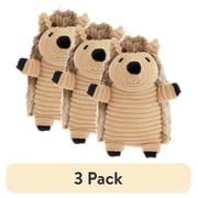 3 pack Vibrant Life Brown Hedgehog Plush Dog Toy with Squeaker, Chew Level 2