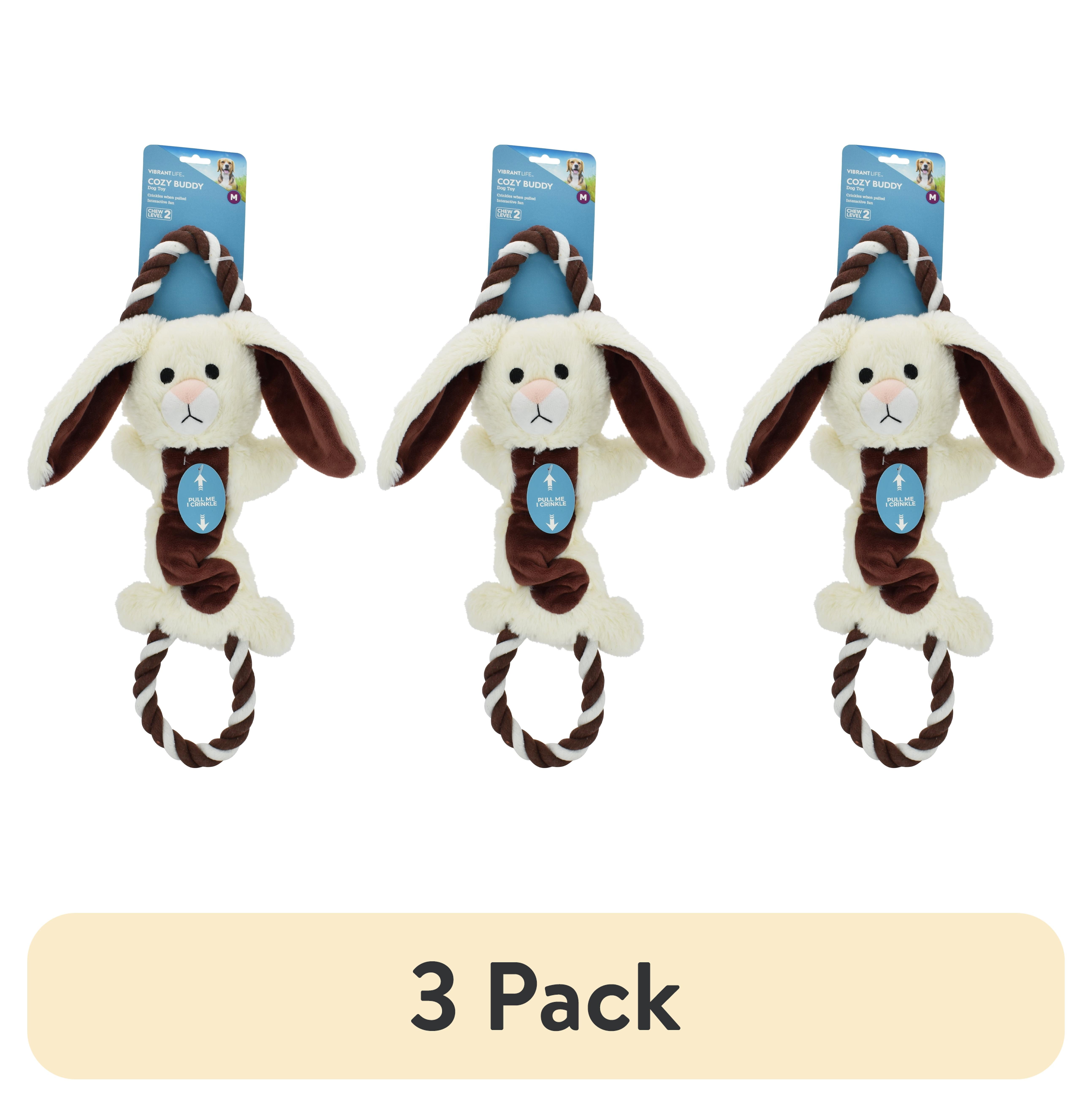 3 pack) Vibrant Life Cozy Buddy with Rope Dog Toy, Pull and