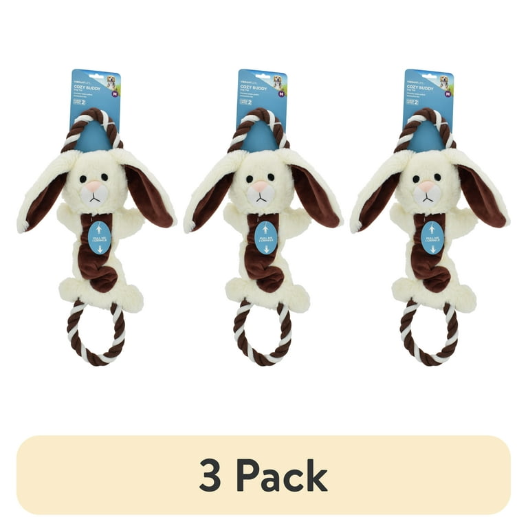 3 pack) Vibrant Life Cozy Buddy with Rope Dog Toy, Pull and
