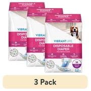 (3 pack) Vibrant Life Disposable Diapers for Female Dogs - Med