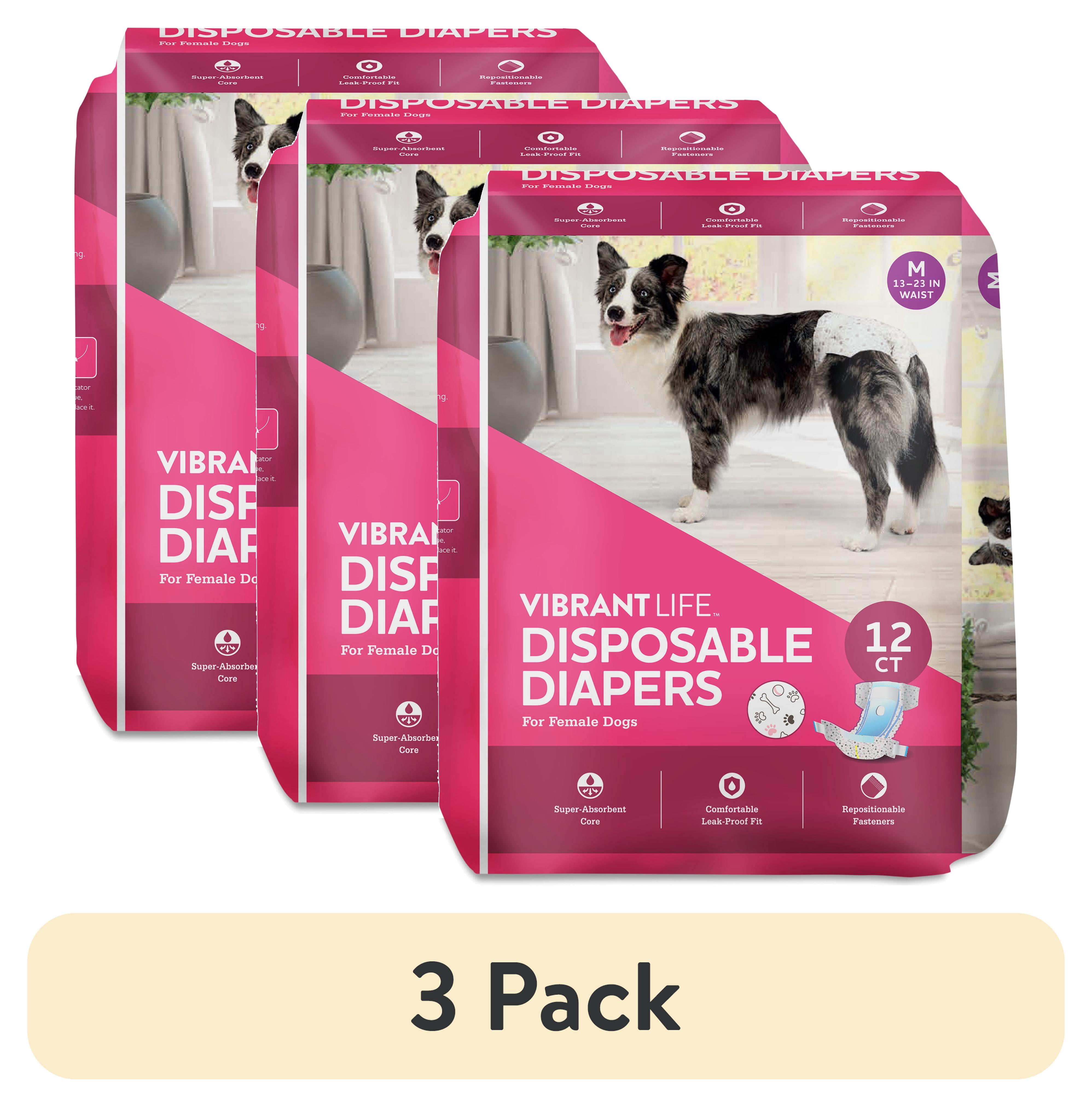 4 pack) Vibrant Life Disposable Dog Diapers for Female Dogs
