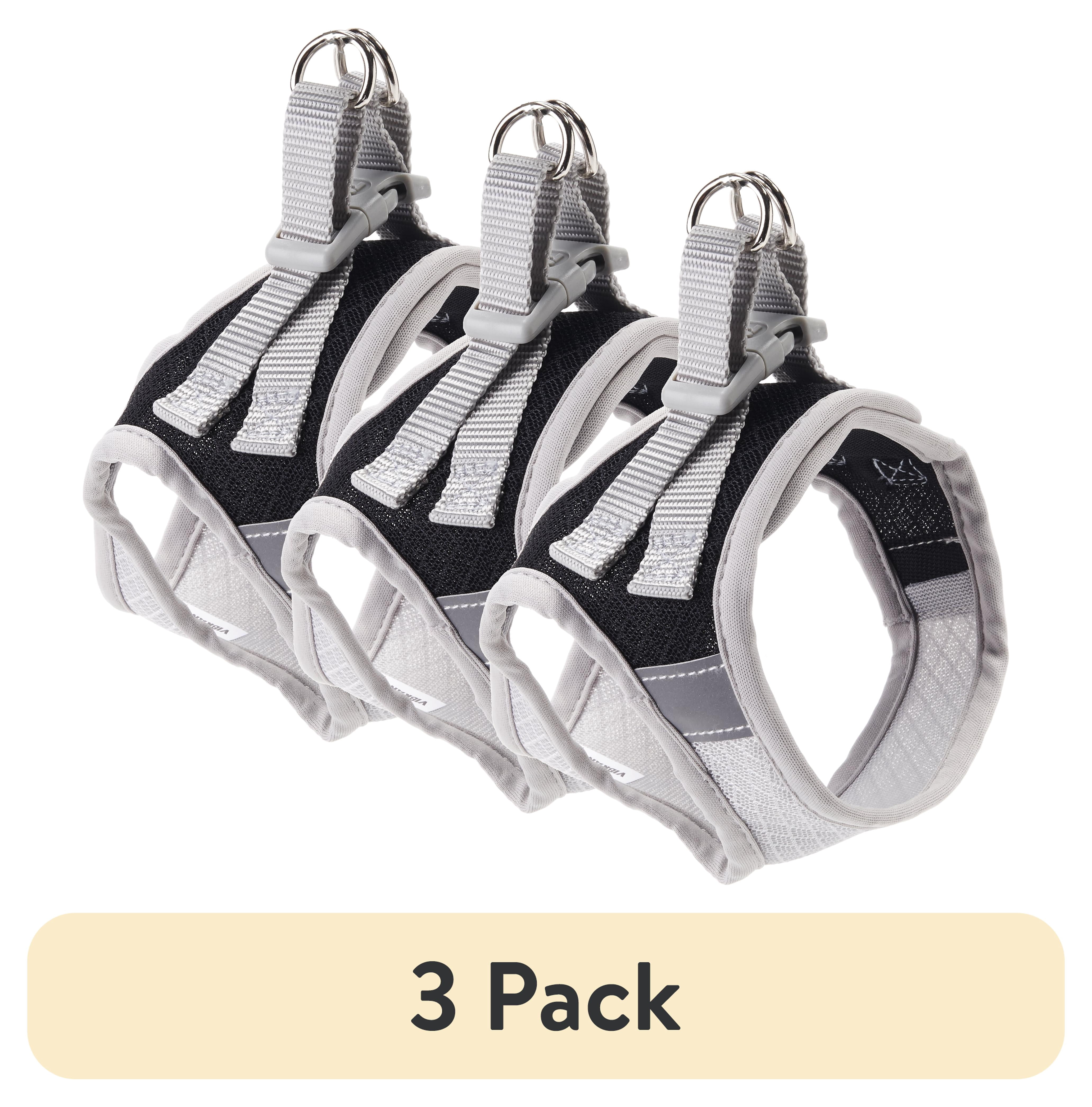 (3 pack) Vibrant Life Reflective Dog Harness, Black, XS