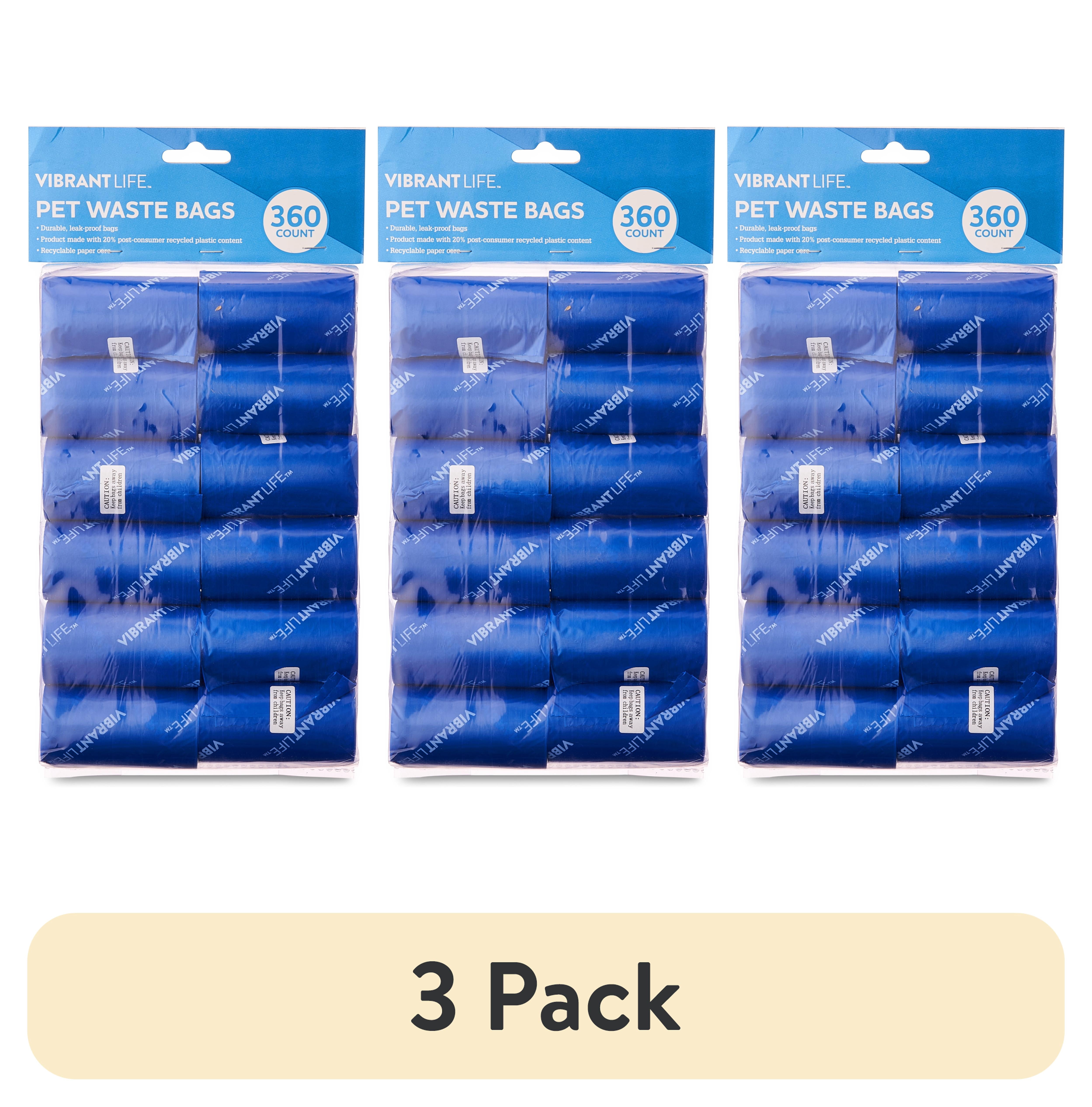 (3 pack) Vibrant Life Dog Waste Bag Refills, Blue, 360 Count