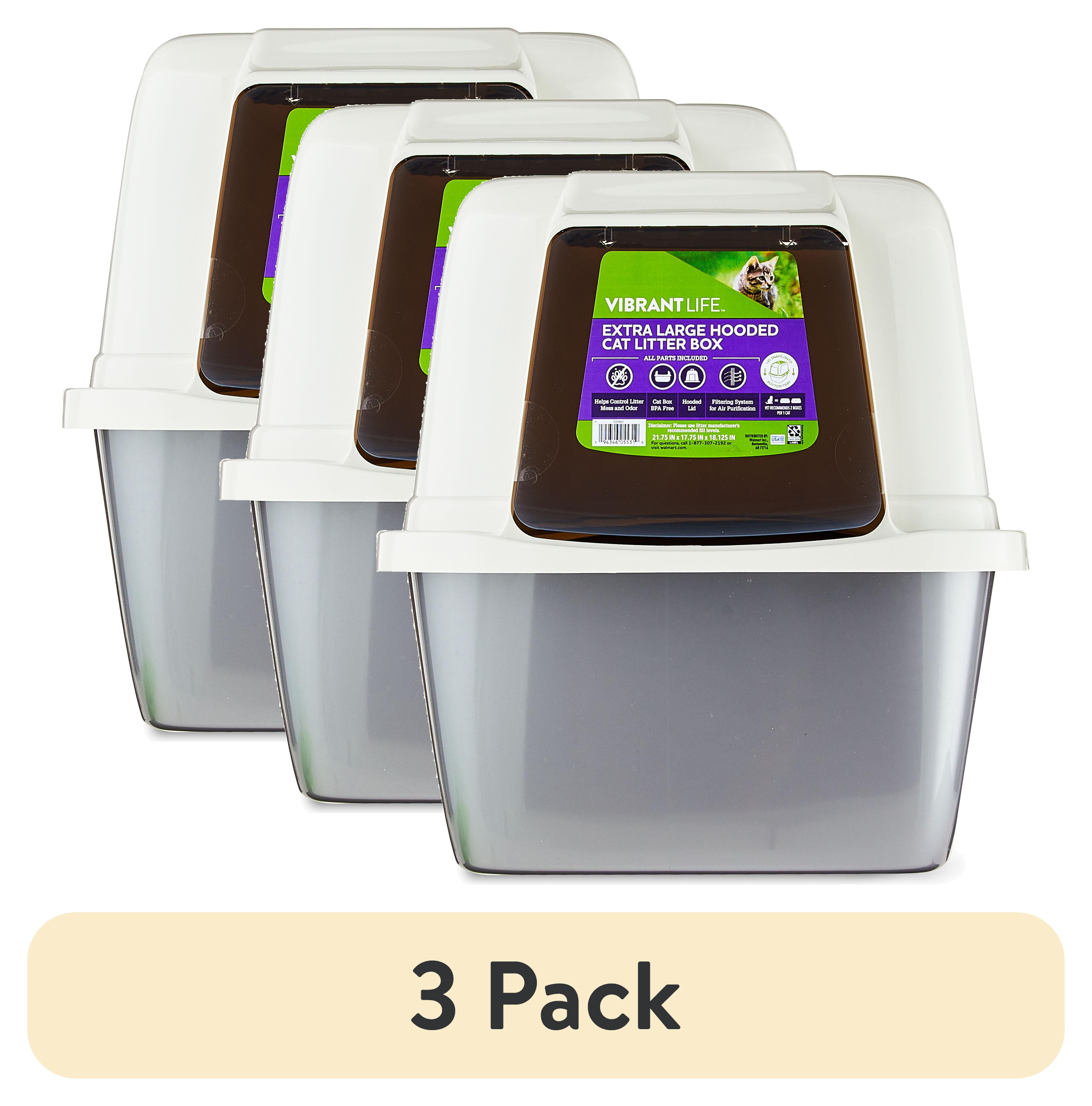 (3 pack) Vibrant Life Extra Large Hooded Enclosed Cat Litter Box