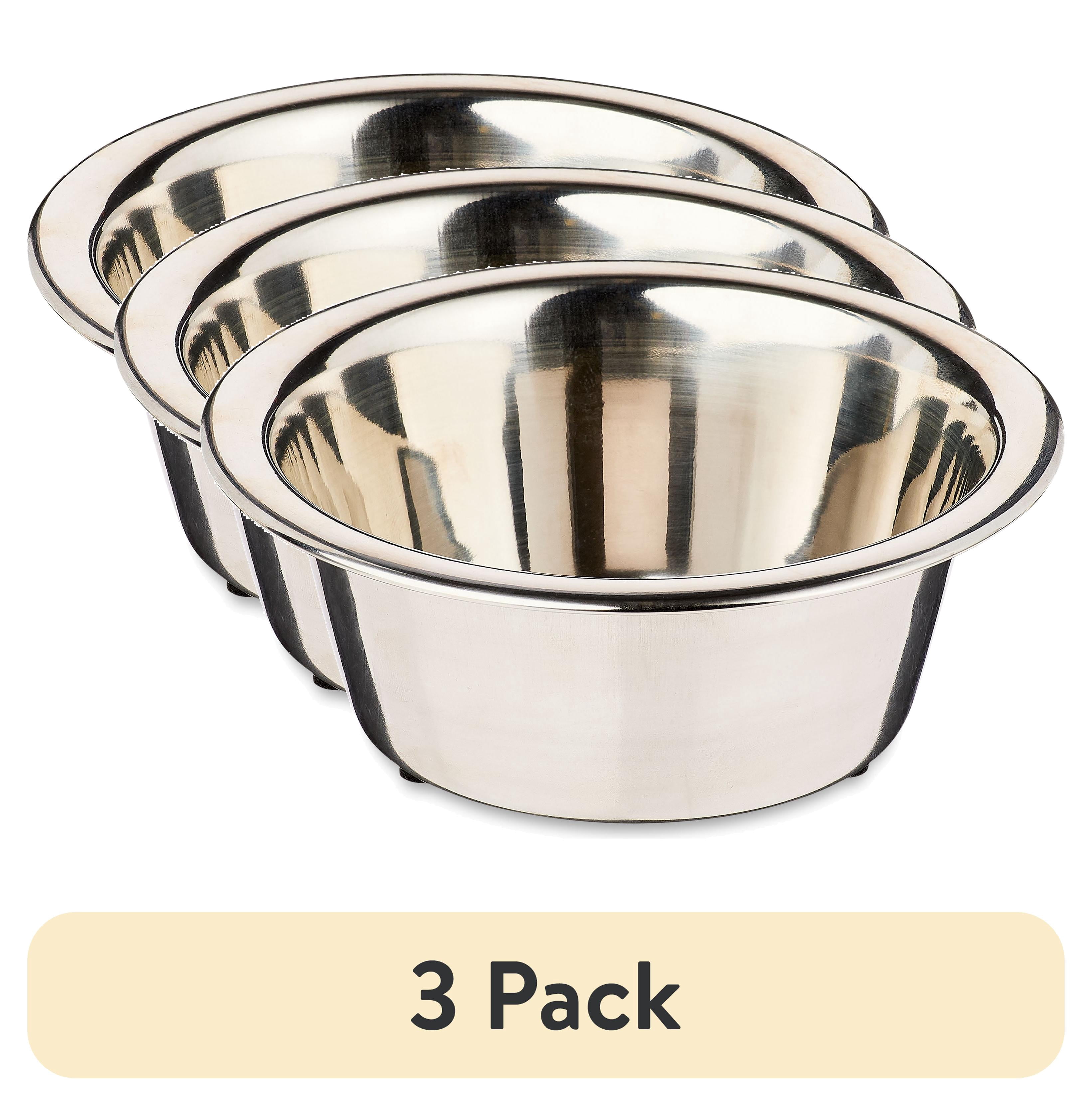 (3 pack) Vibrant Life Extra Small 1.5-Cup Stainless Steel Pet Bowl, Silver