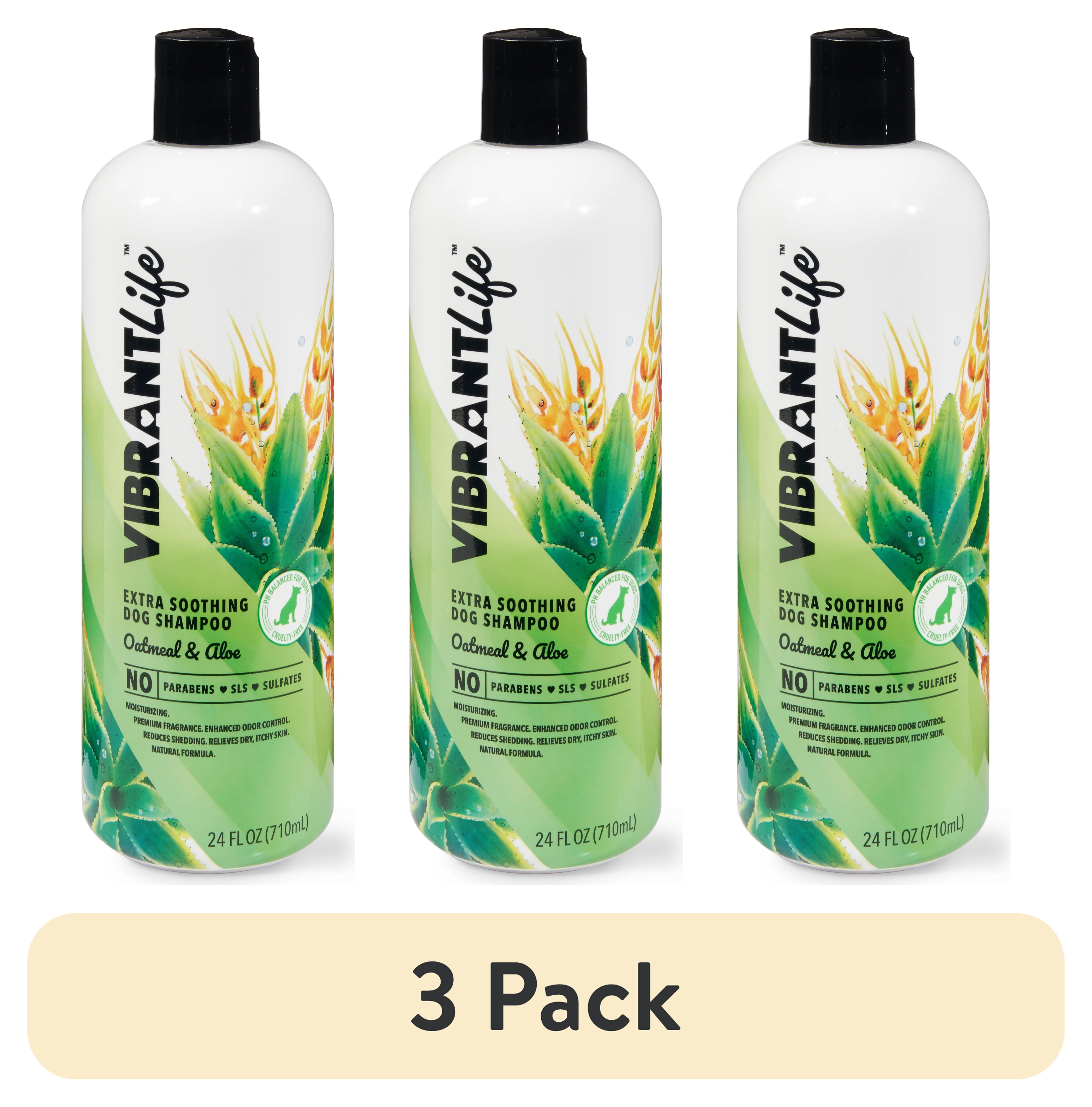 (3 pack) Vibrant Life Extra Soothing Dog Shampoo, Oatmeal & Aloe, 24 fl oz
