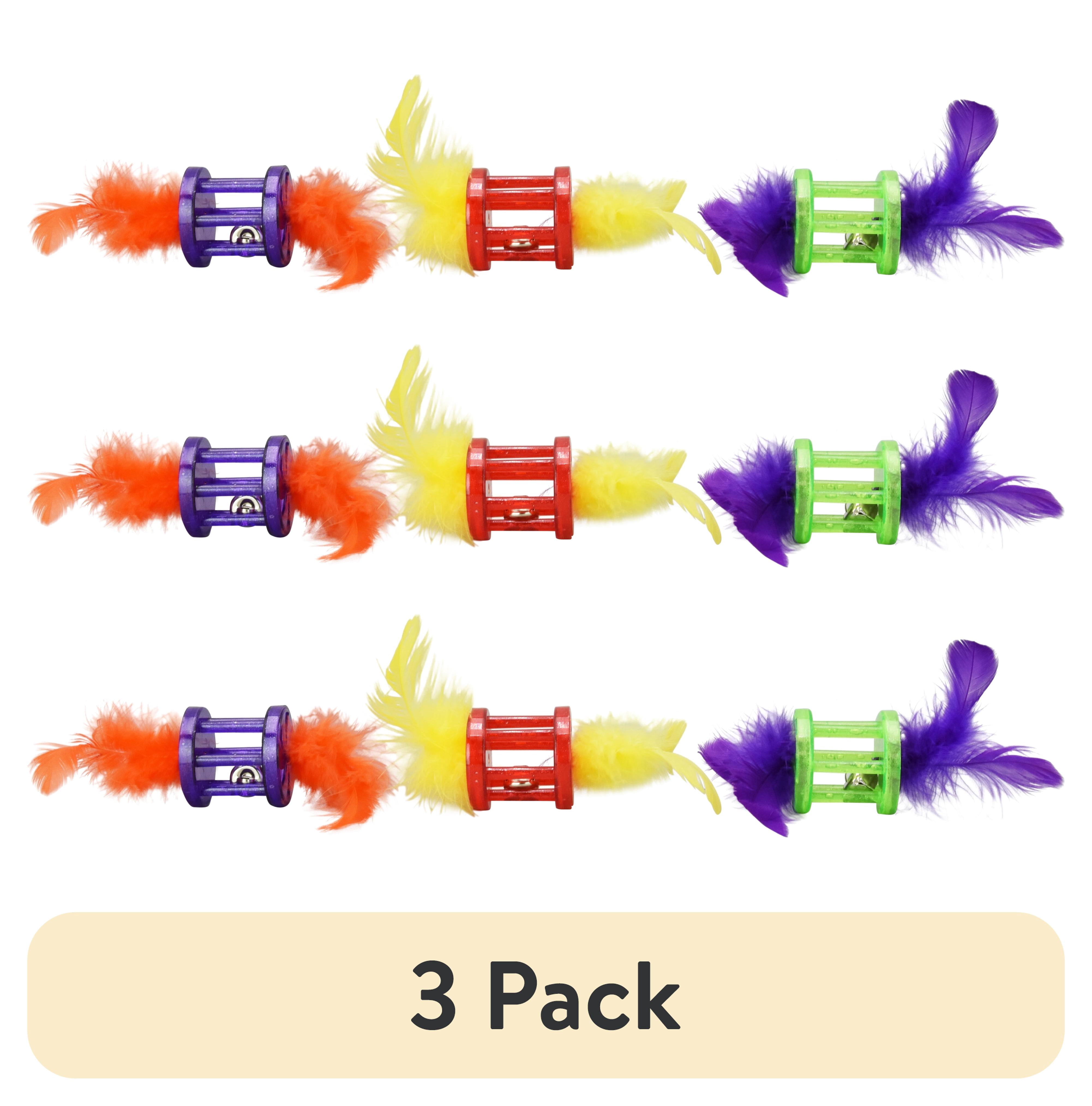 (3 pack) Vibrant Life Feather Rattle Cat Toy, 1 Count, Assorted Colors