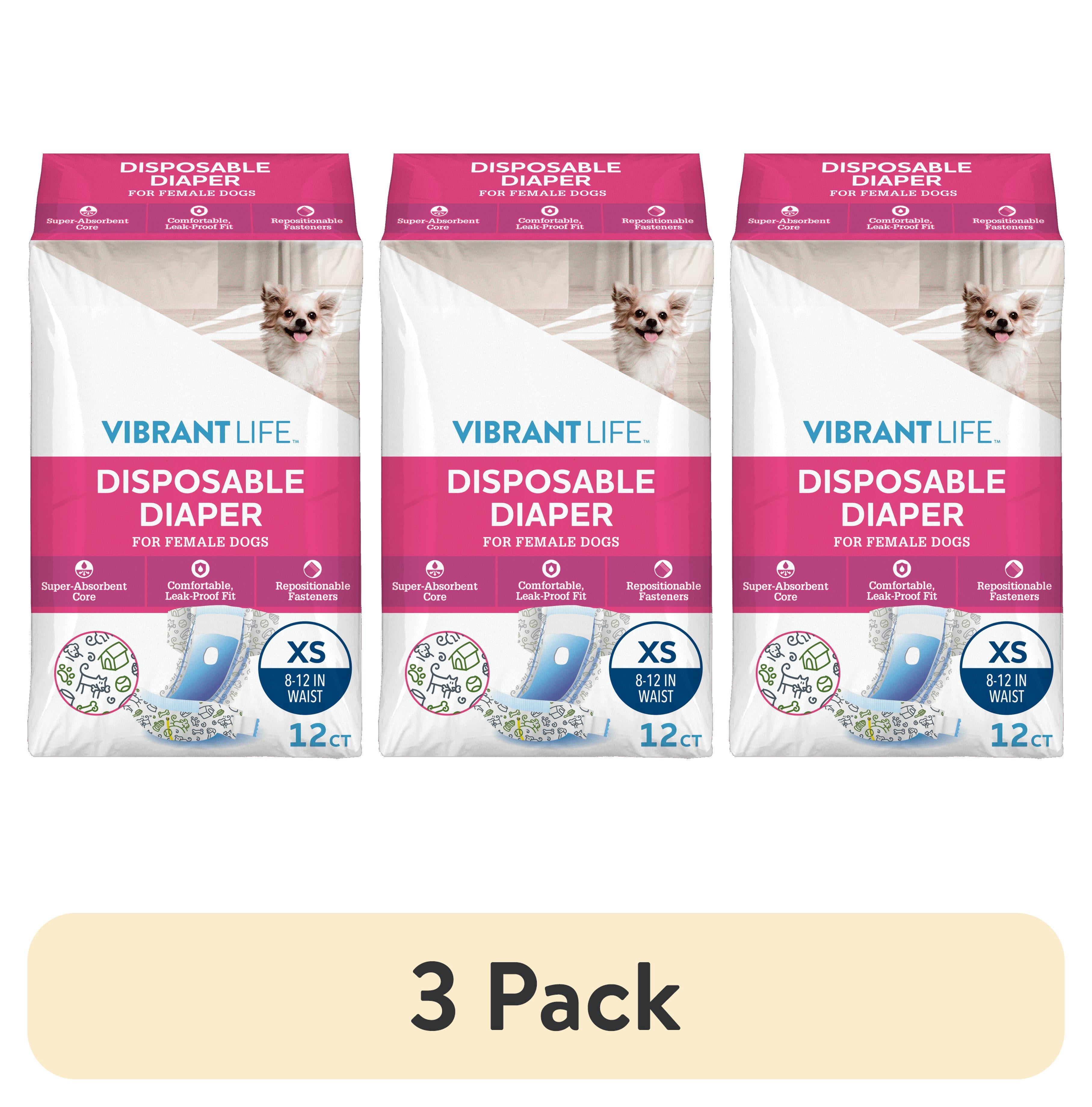 (3 pack) Vibrant Life Female Dog Diapers - XS