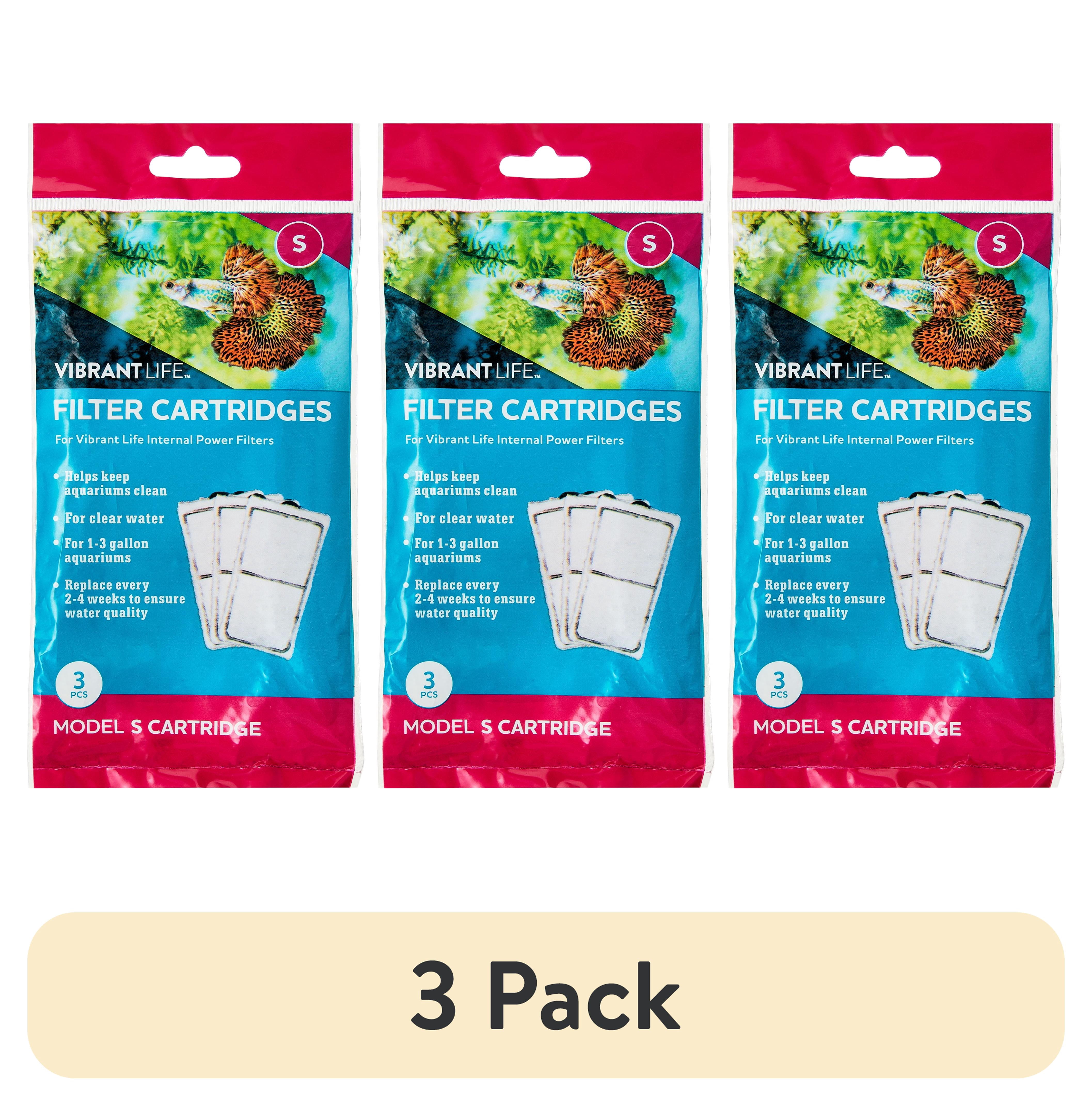 (3 pack) Vibrant Life Filter Cartridges, for 1-3 Gallon Aquariums, 3 Count
