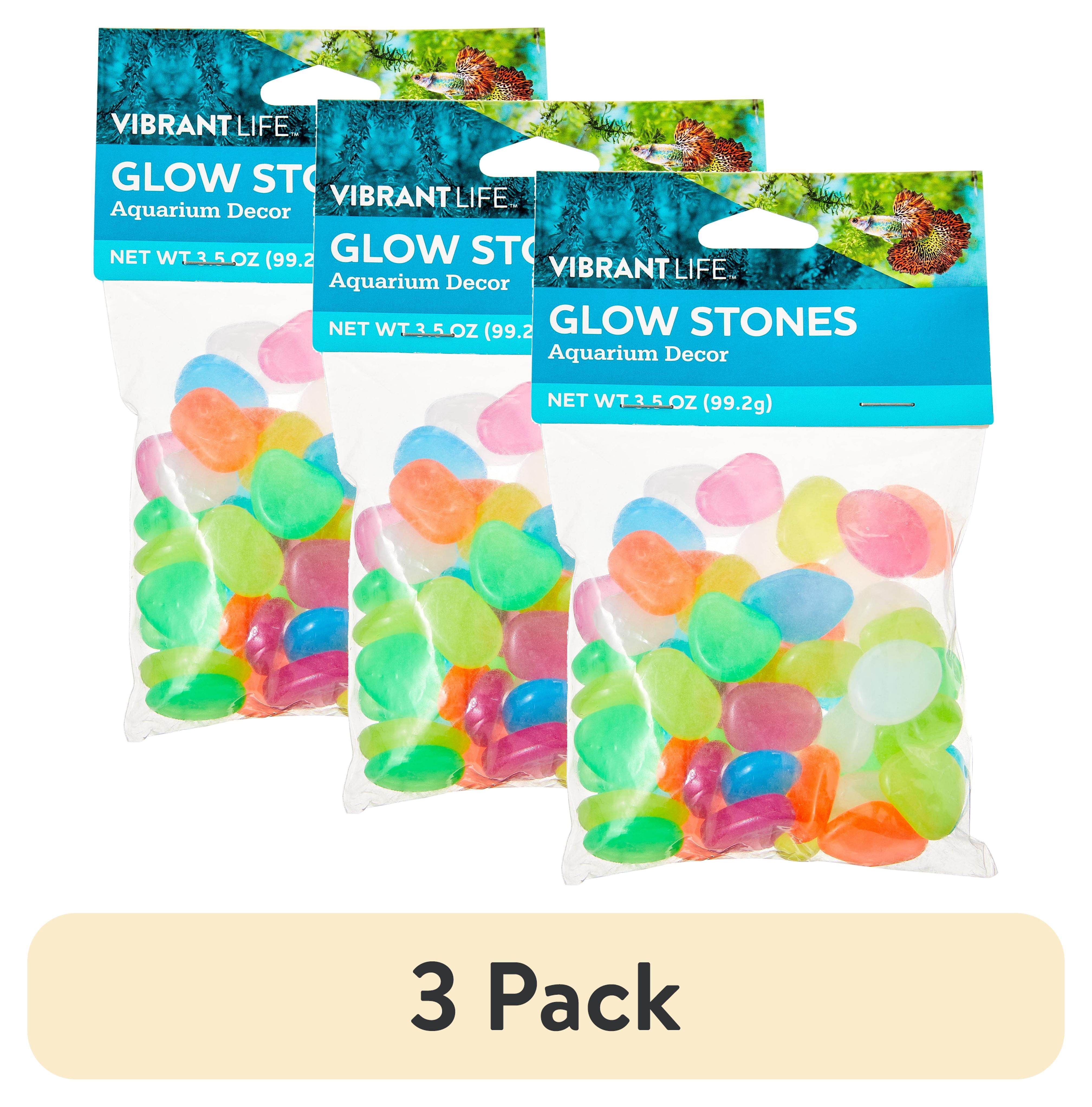 (3 pack) Vibrant Life Glow Stones Aquarium Decor, 3.5 oz