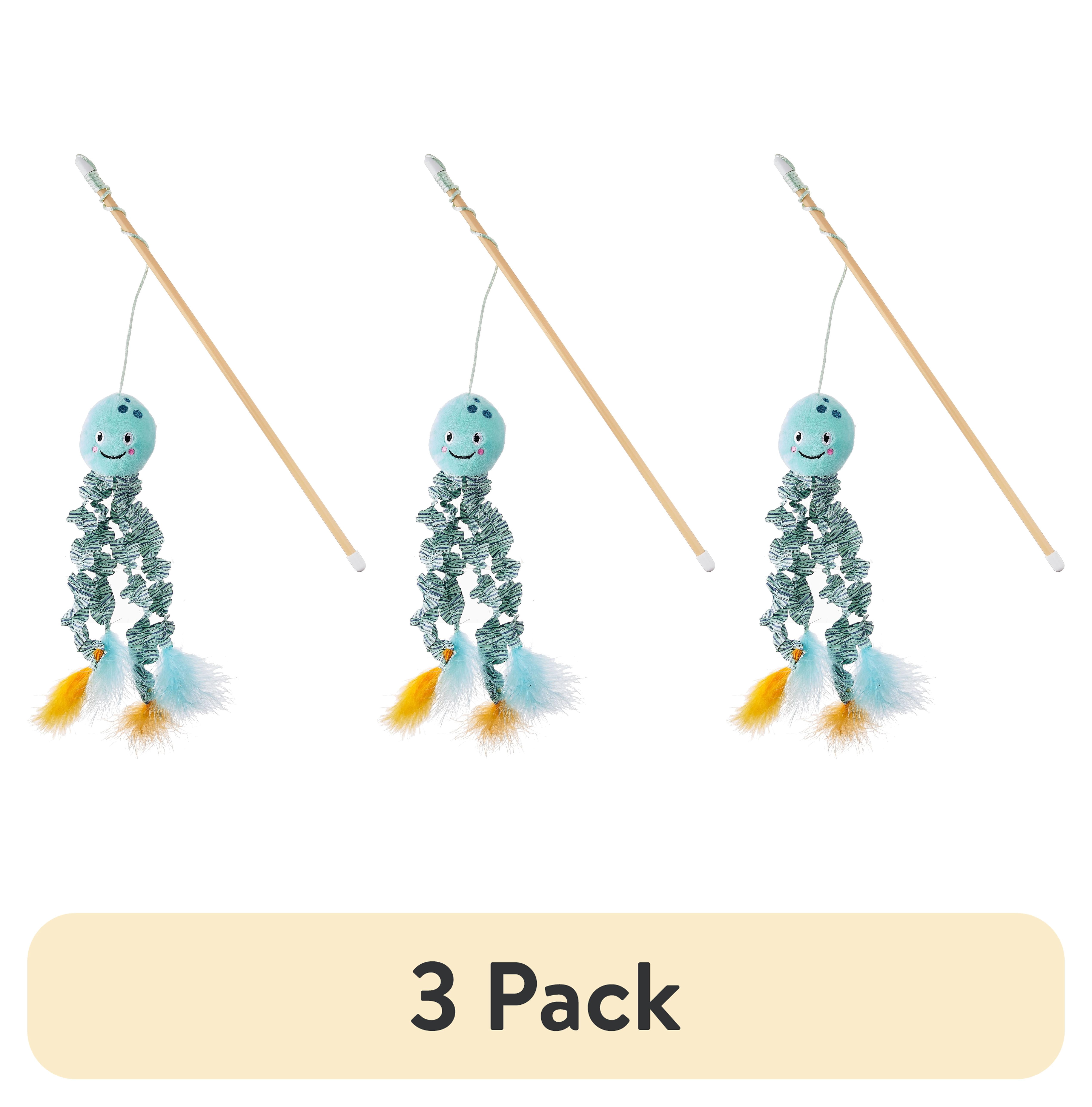 (3 pack) Vibrant Life Jellyfish Teaser Cat Toy with Catnip, 18"
