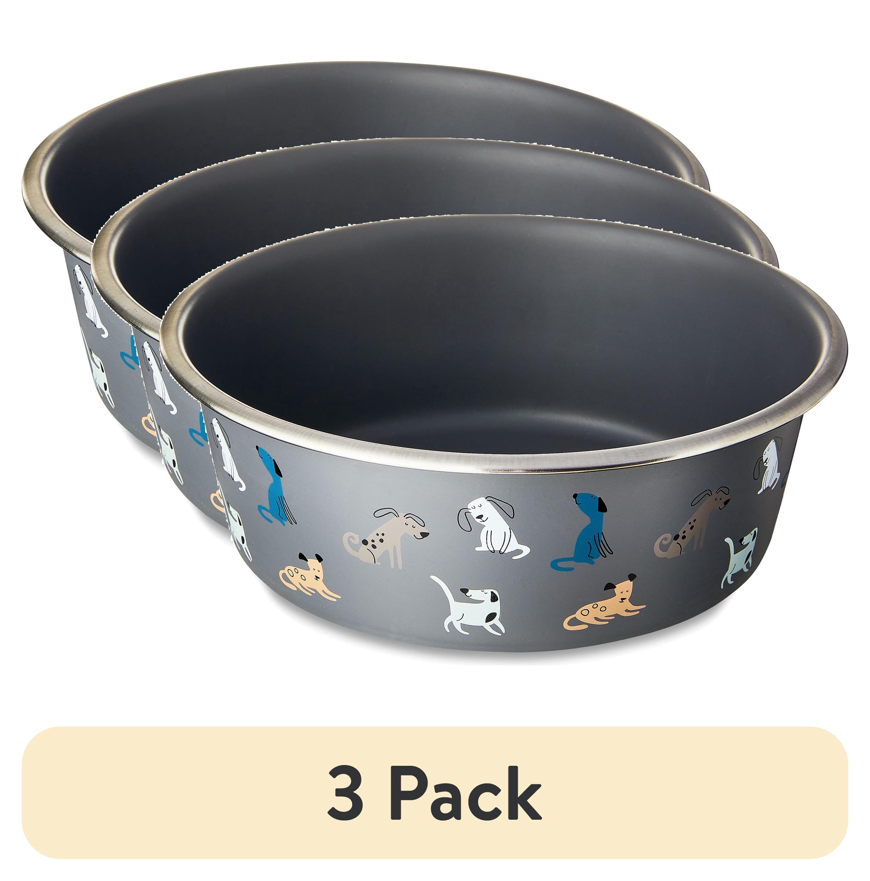 (3 pack) Vibrant Life Large 7.5-Cup Stainless Steel Doggies Pet Bowl, Blue