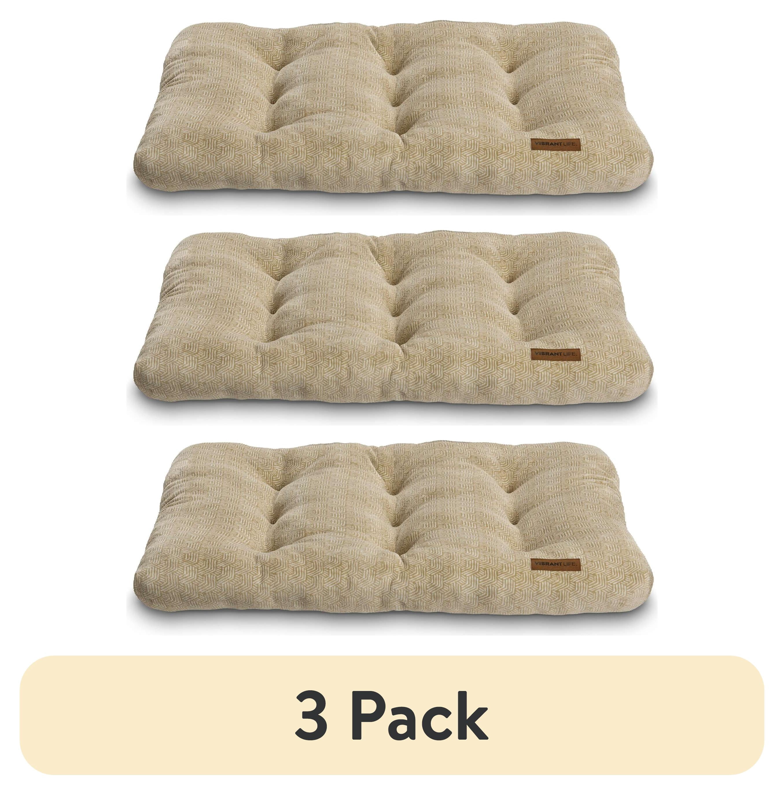 (3 pack) Vibrant Life Large Dog Bed, Plush Pillow Bed For Large Breeds, Large, 42" x 32", Tan
