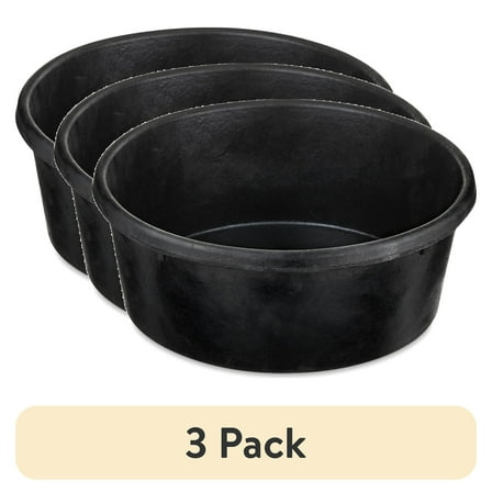 (3 pack) Vibrant Life Large Rubber Dog Bowl, Black, 3 Quart