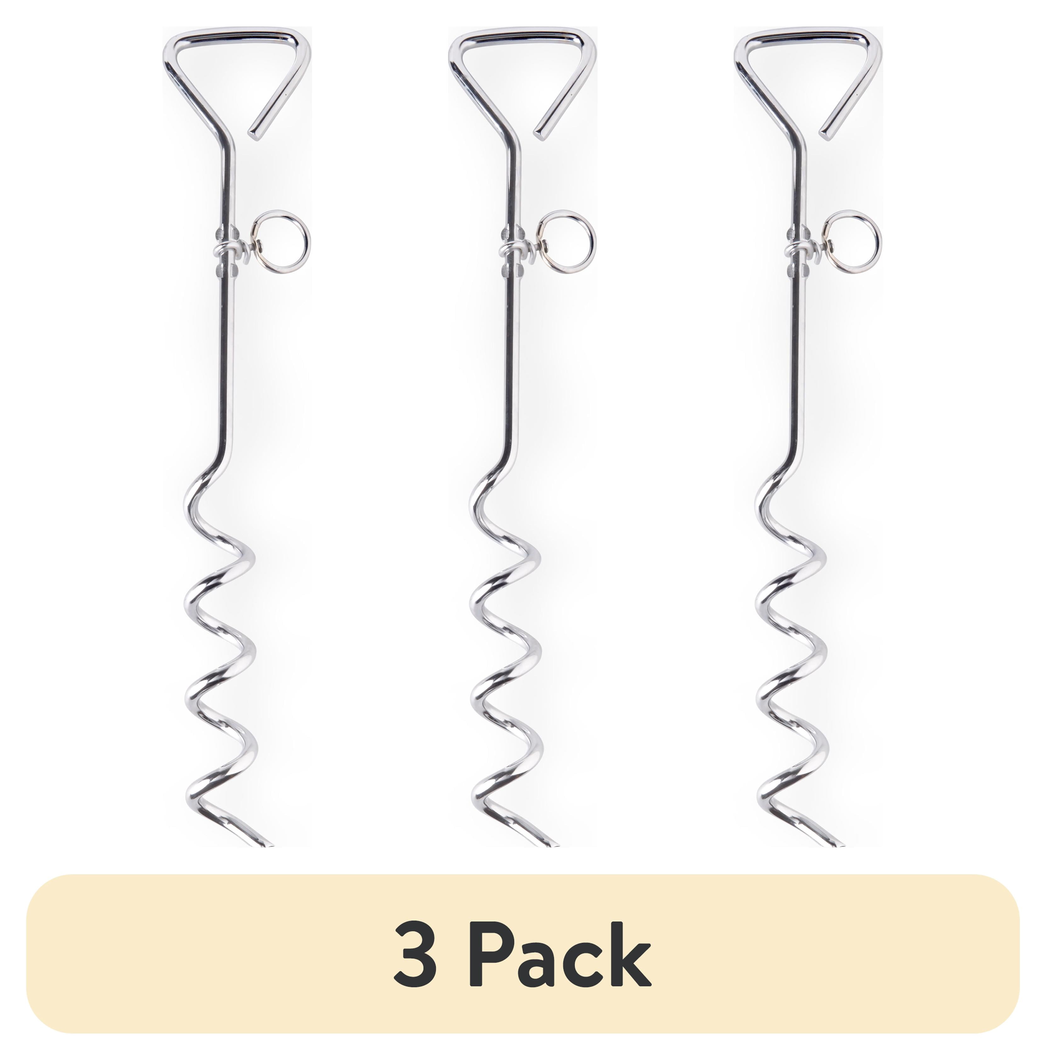 (3 pack) Vibrant Life Medium Spiral Steel Stake for Dogs, M, 18"