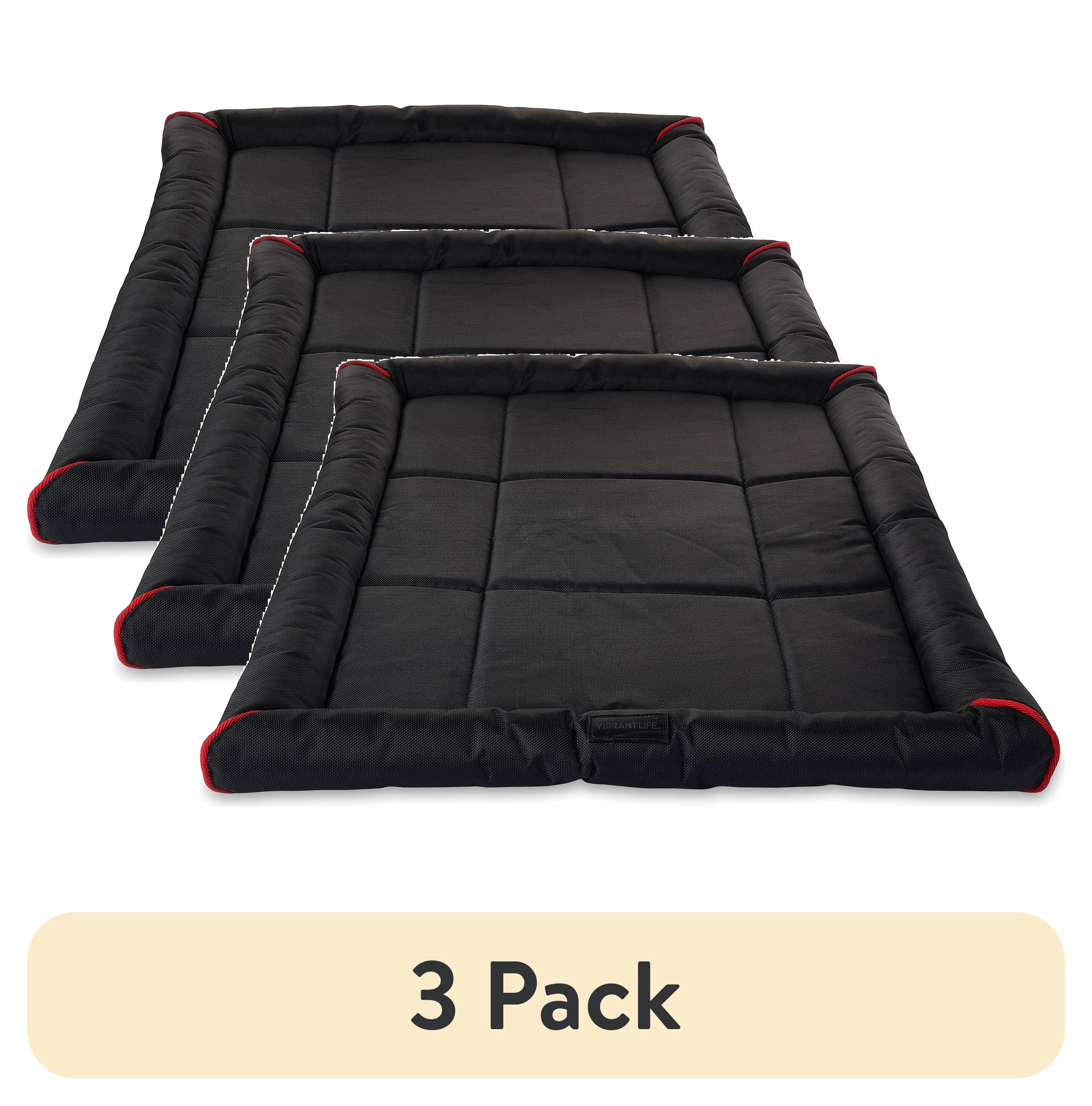 (3 pack) Vibrant Life Medium to Large Durable and Water-Resistant Crate Mat, Black, 36" x 23"