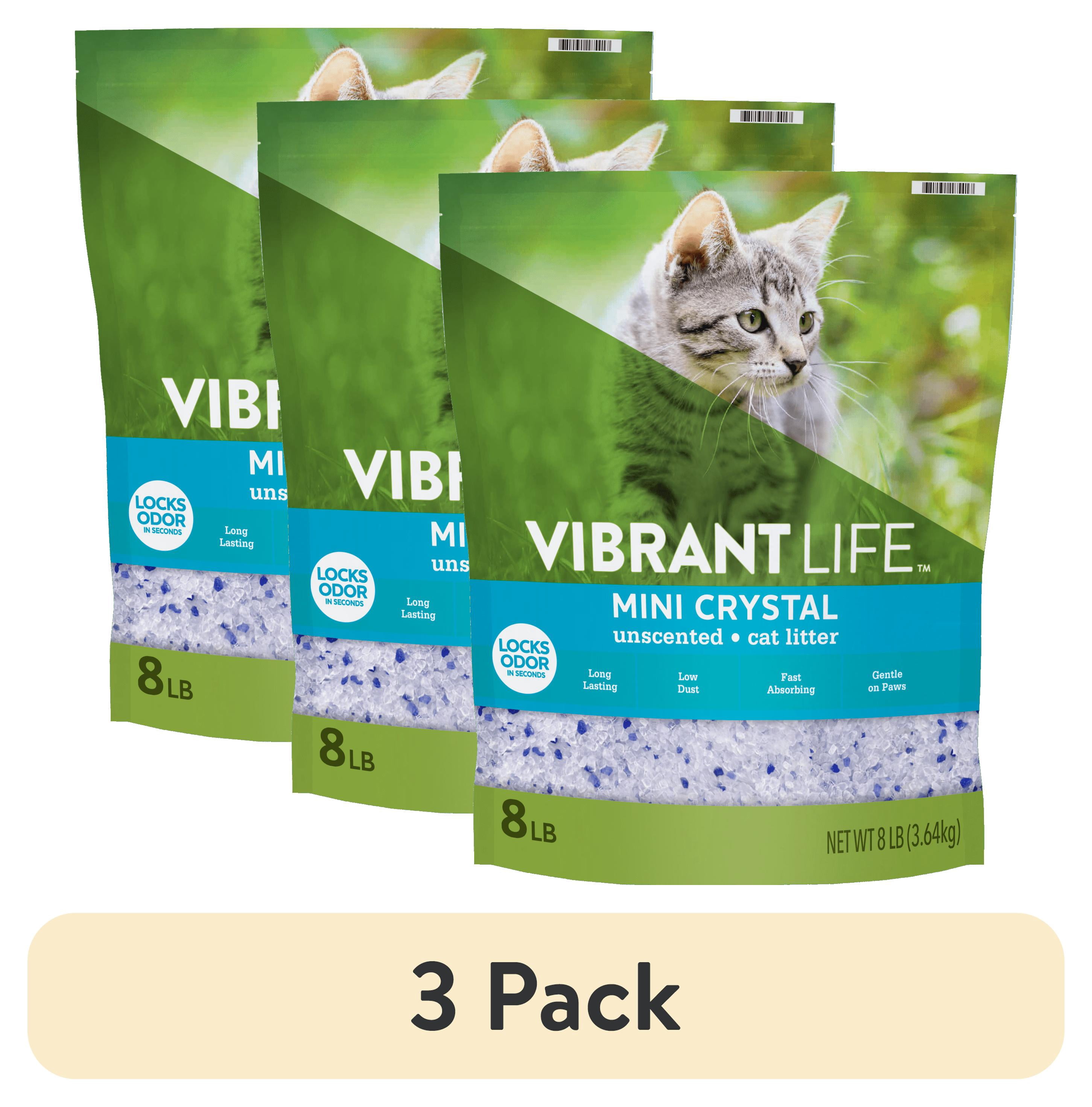(3 pack) Vibrant Life Mini Crystal Cat Litter, Unscented, 8 lb Bag, 1 Count