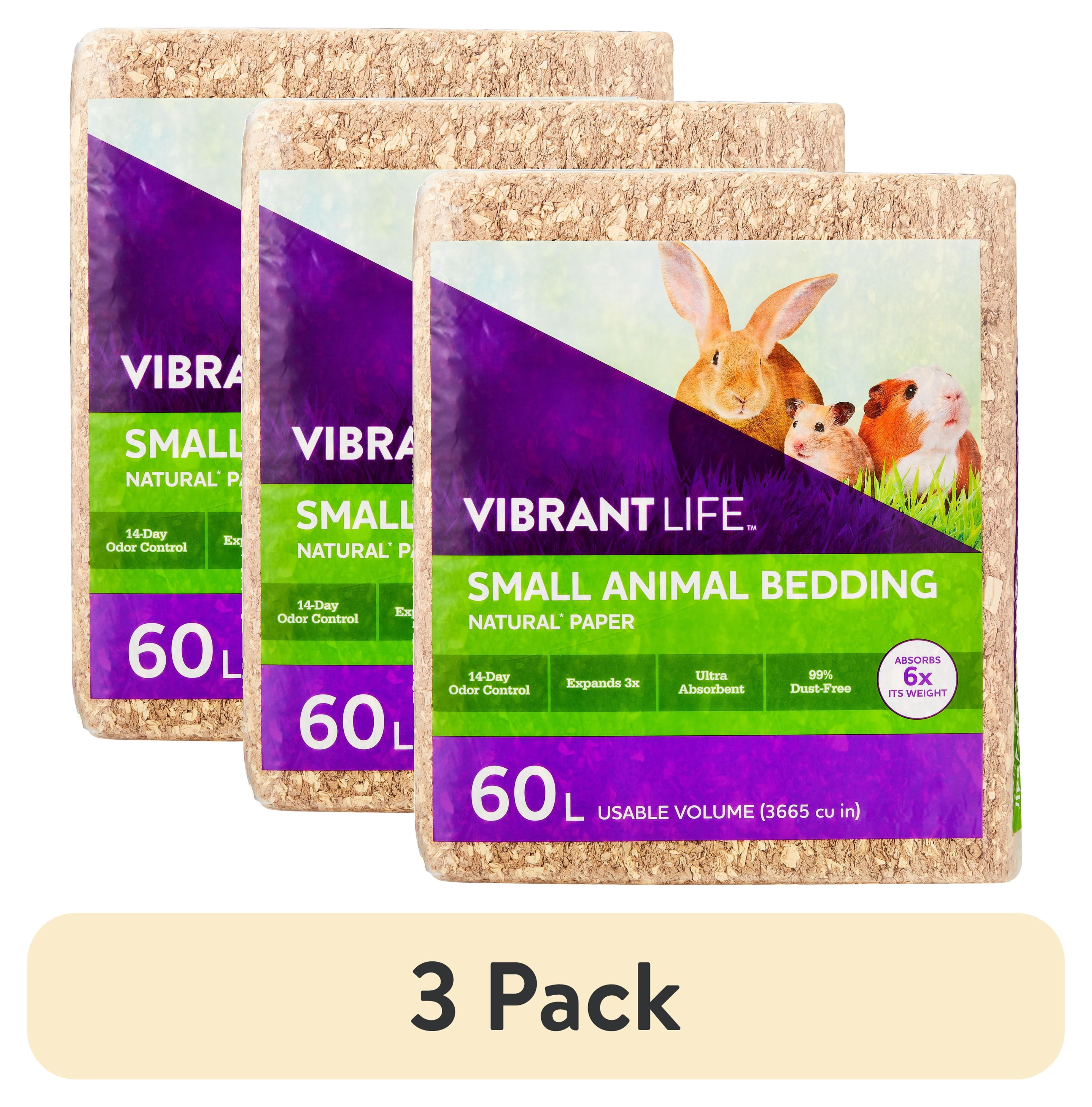 (3 pack) Vibrant Life Natural Paper Pet Bedding for Small Pets, Natural Brown, 60 L Bag