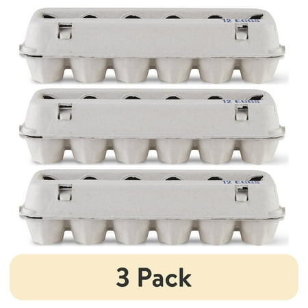 (3 pack) Vibrant Life Egg Cartons, Natural Pulp Paper Material, Holds 12 Eggs