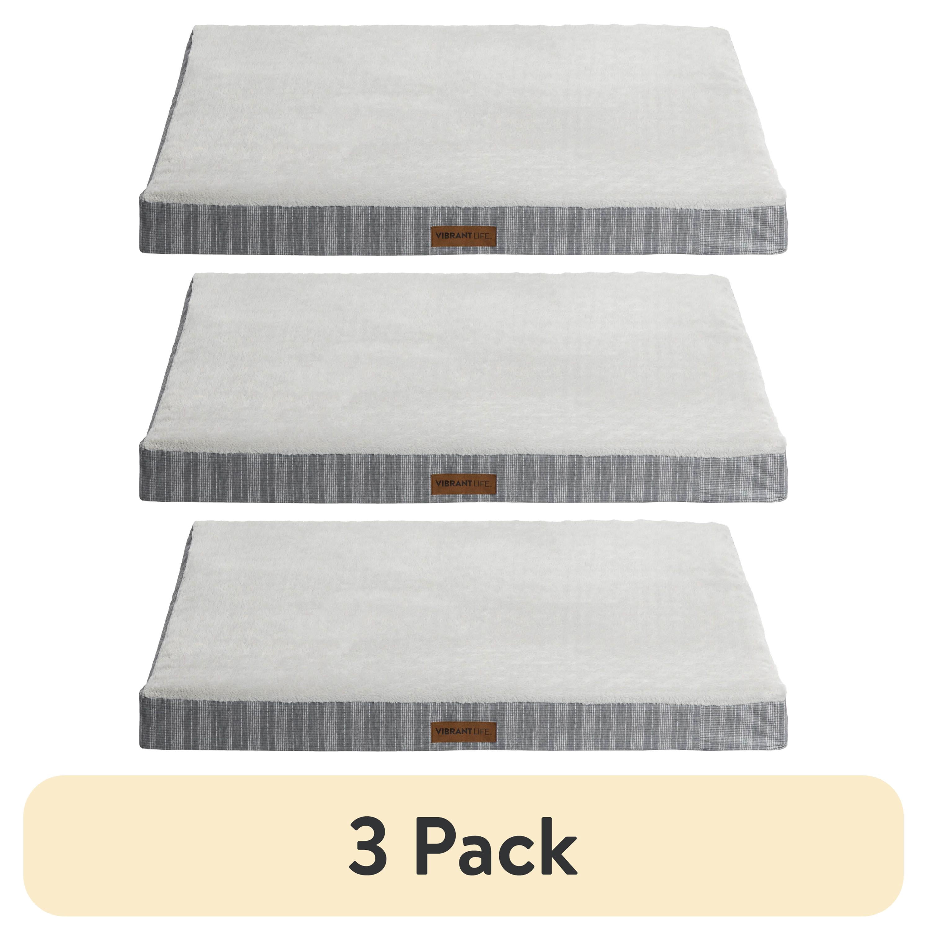 (3 pack) Vibrant Life Jumbo Orthopedic Foam Dog Bed for Large Breeds , Extra Large 41" x 31", Grey