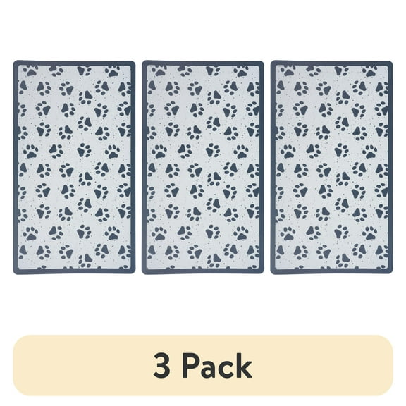 (3 pack) Vibrant Life Paw Print Vinyl Dog Food Placemat