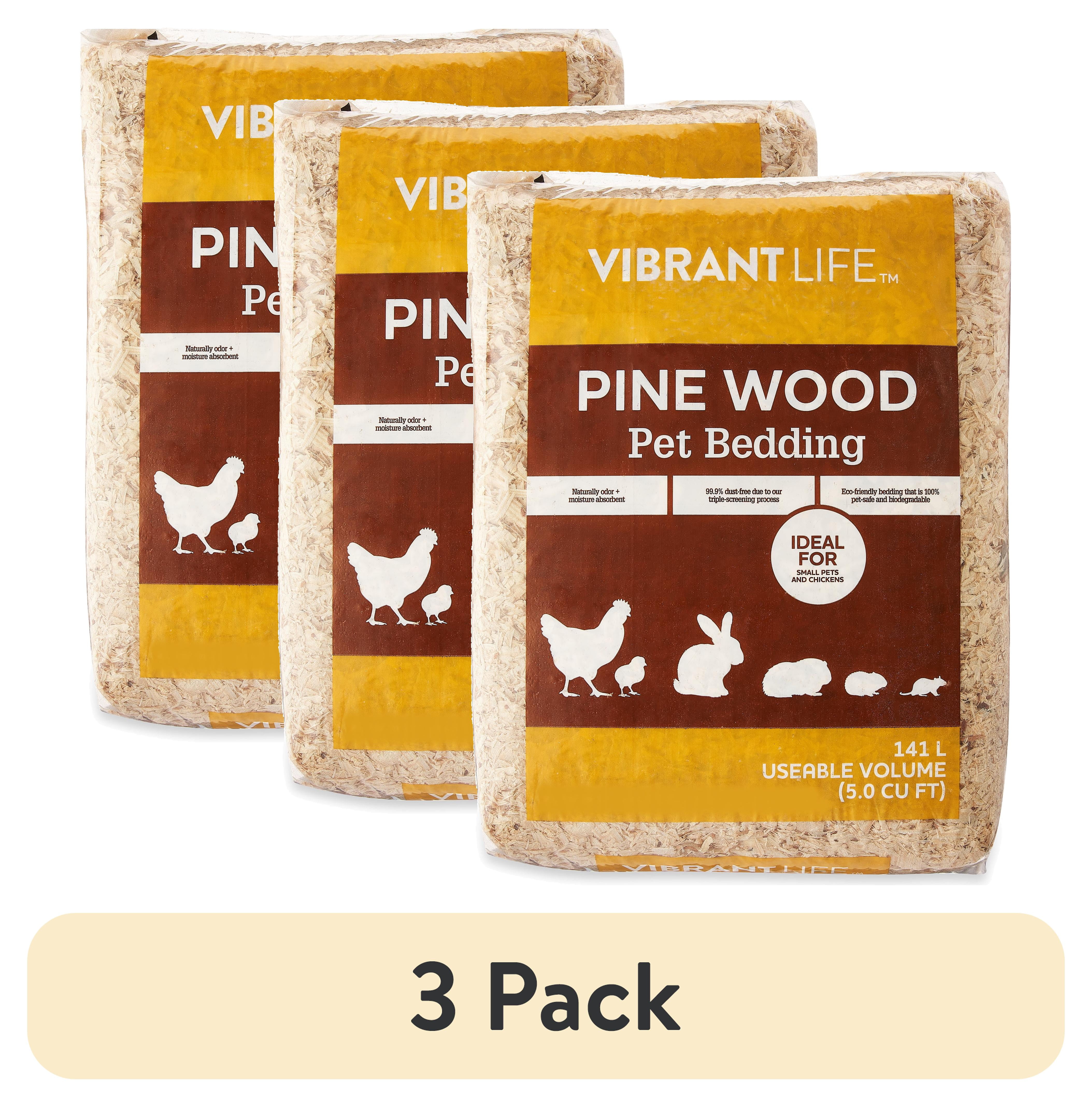 (3 pack) Vibrant Life Pine Wood Pet Bedding, 141 L Bag