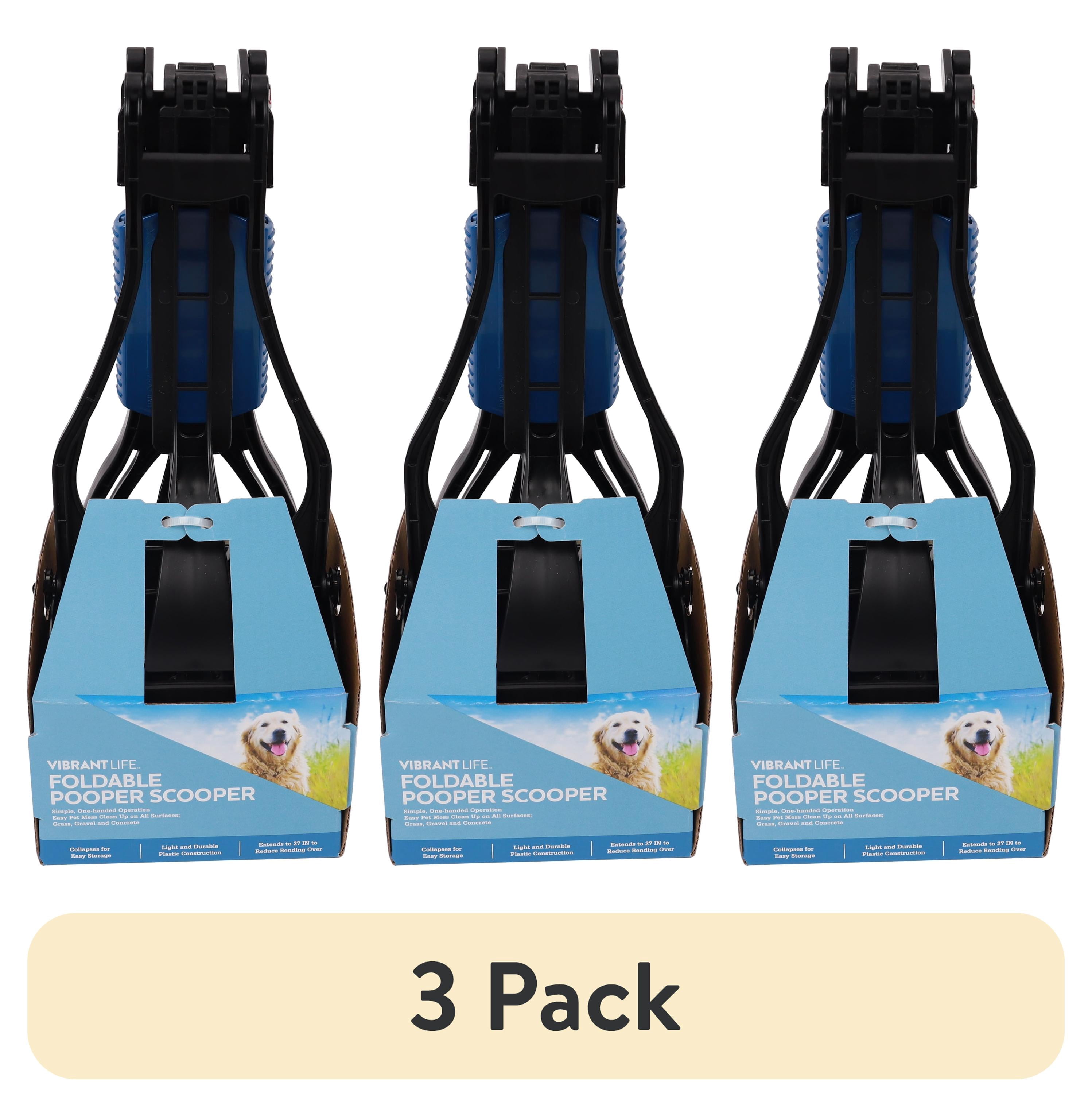 (3 pack) Vibrant Life Foldable Dog Pooper Scooper, Black