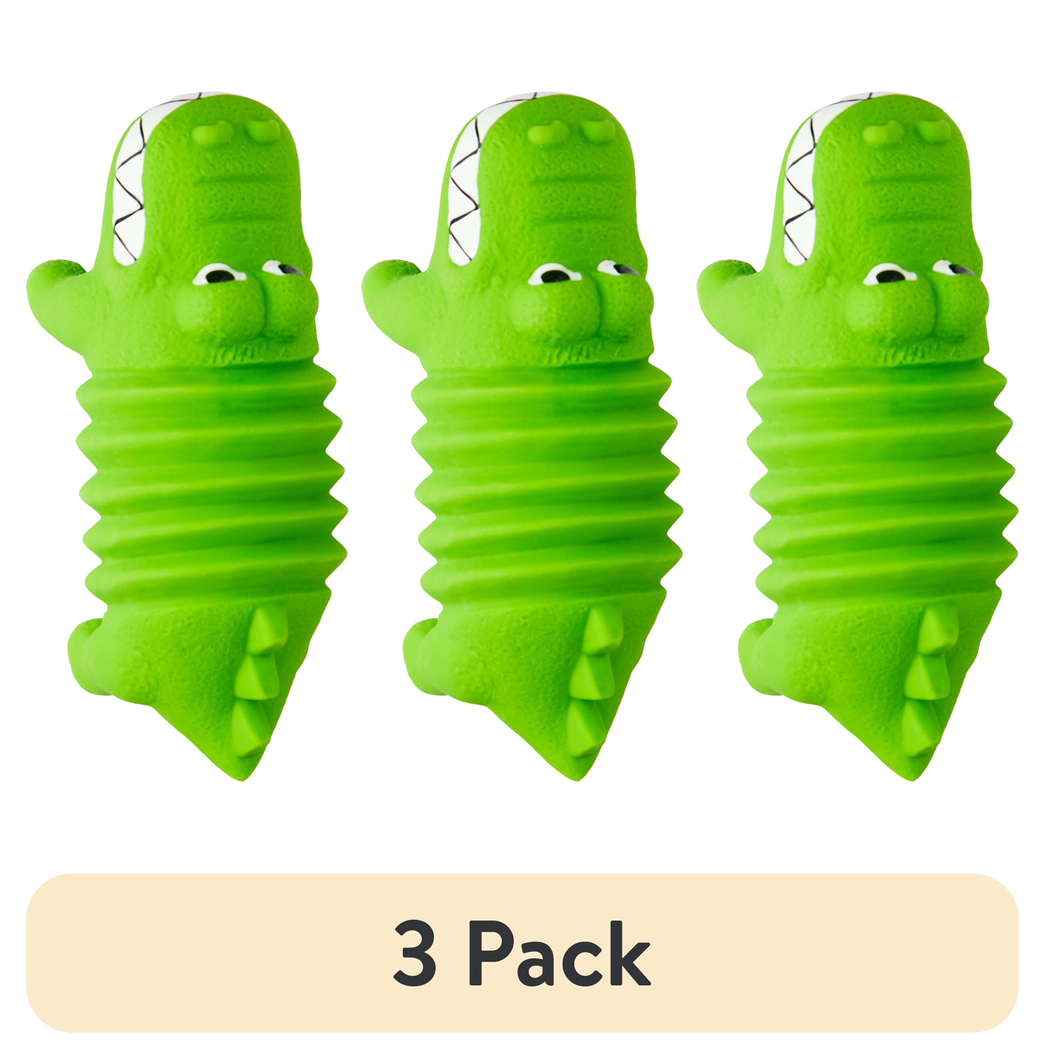 (3 pack) Vibrant Life Play Buddy Gator Latex Chew Dog Toys, Green