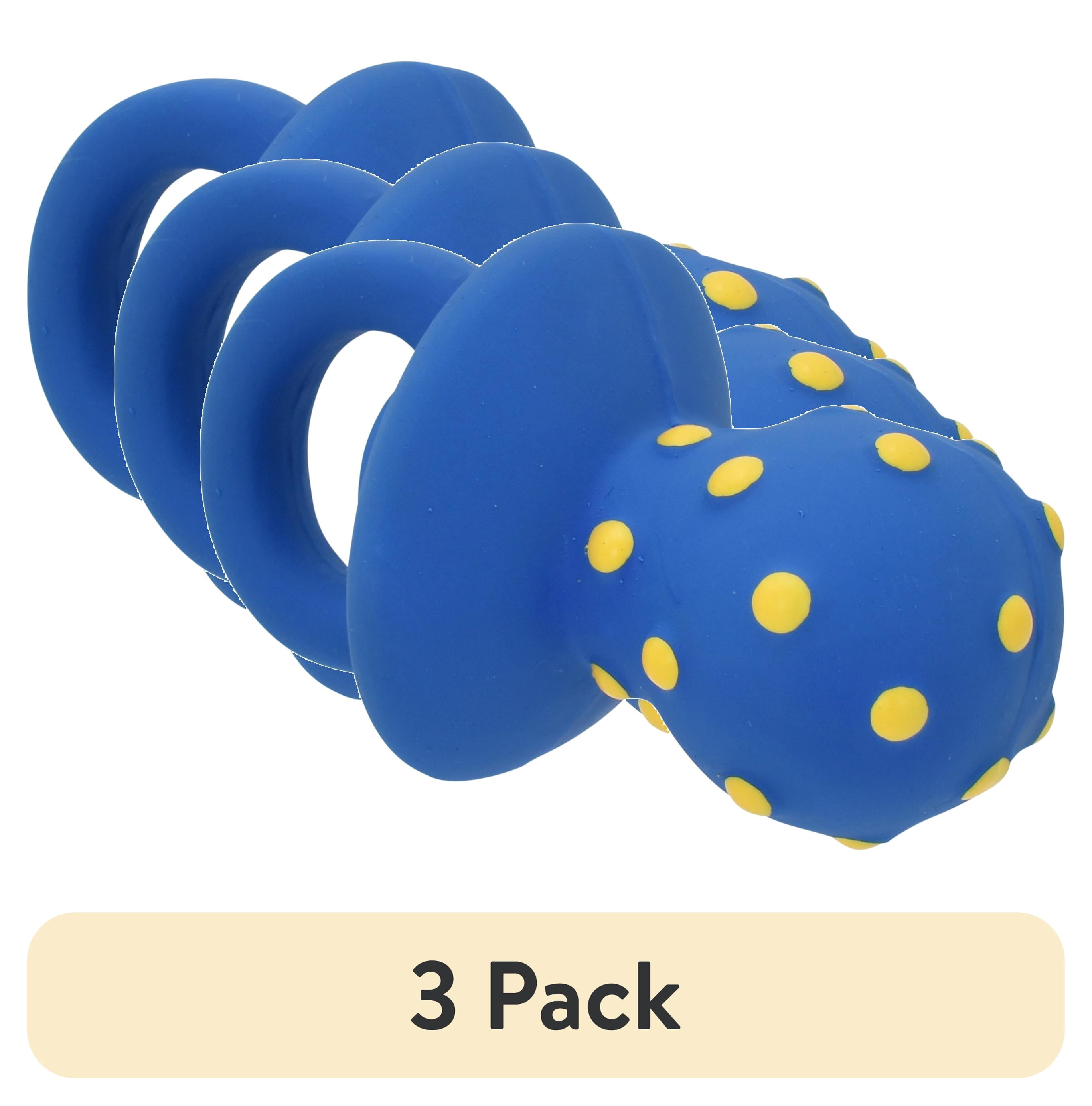 (3 pack) Vibrant Life Playful Buddy Pacifier Dog Toy, Latex with Plush Filling, Chew Level 1