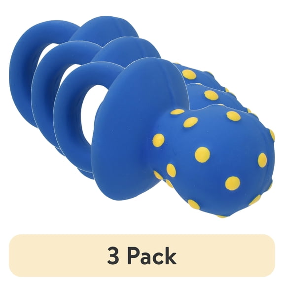 (3 pack) Vibrant Life Playful Buddy Pacifier Dog Toy, Latex with Plush Filling, Chew Level 1