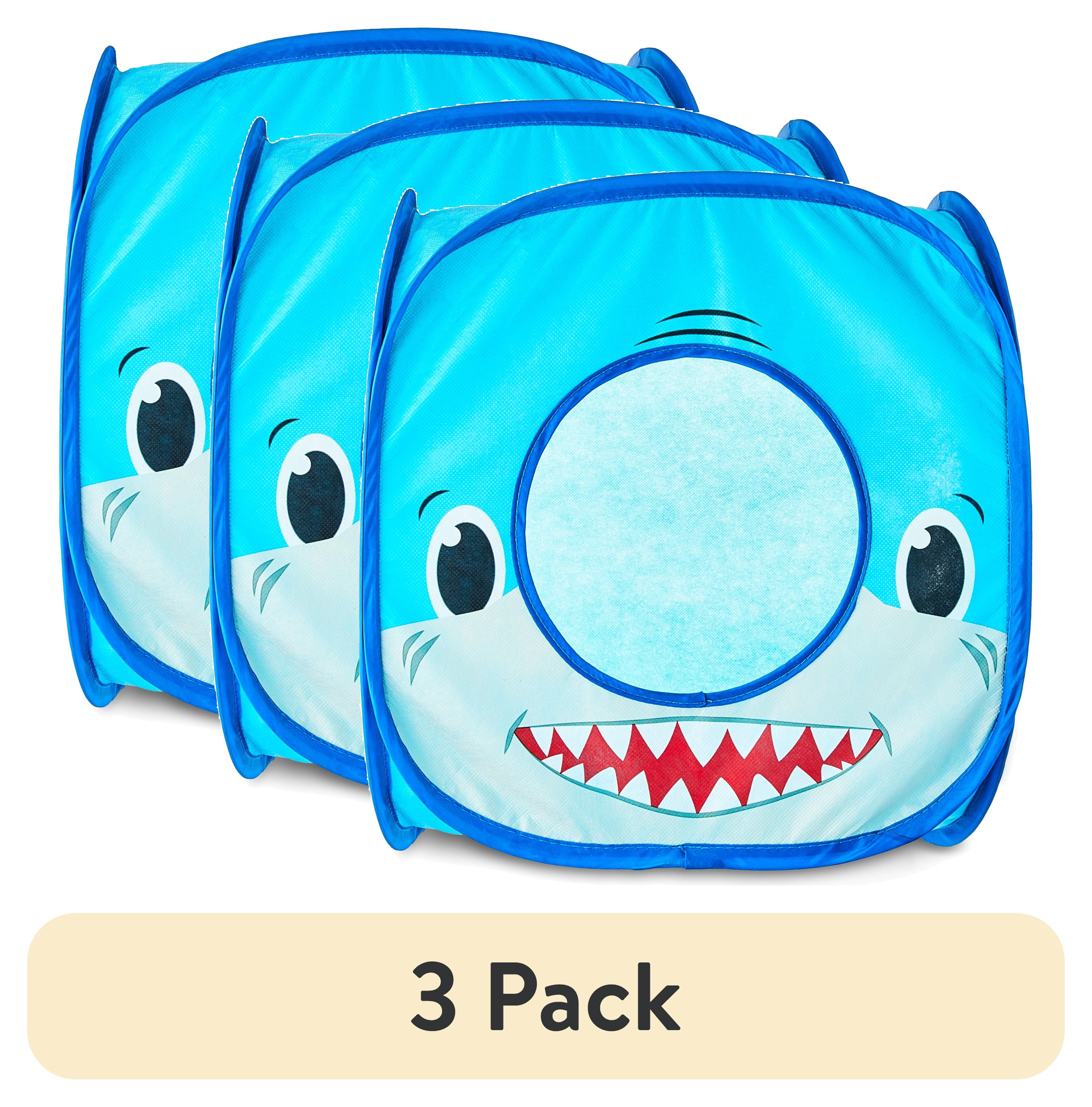 (3 pack) Vibrant Life Pop Open Shark Collapsible Cat House, Blue, 15"