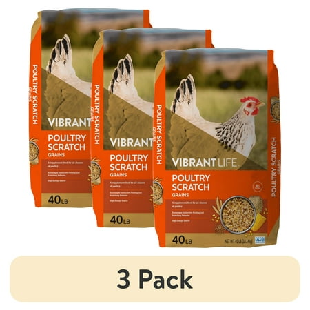 (3 pack) Vibrant Life Poultry Scratch Grains, 40 lb Bag