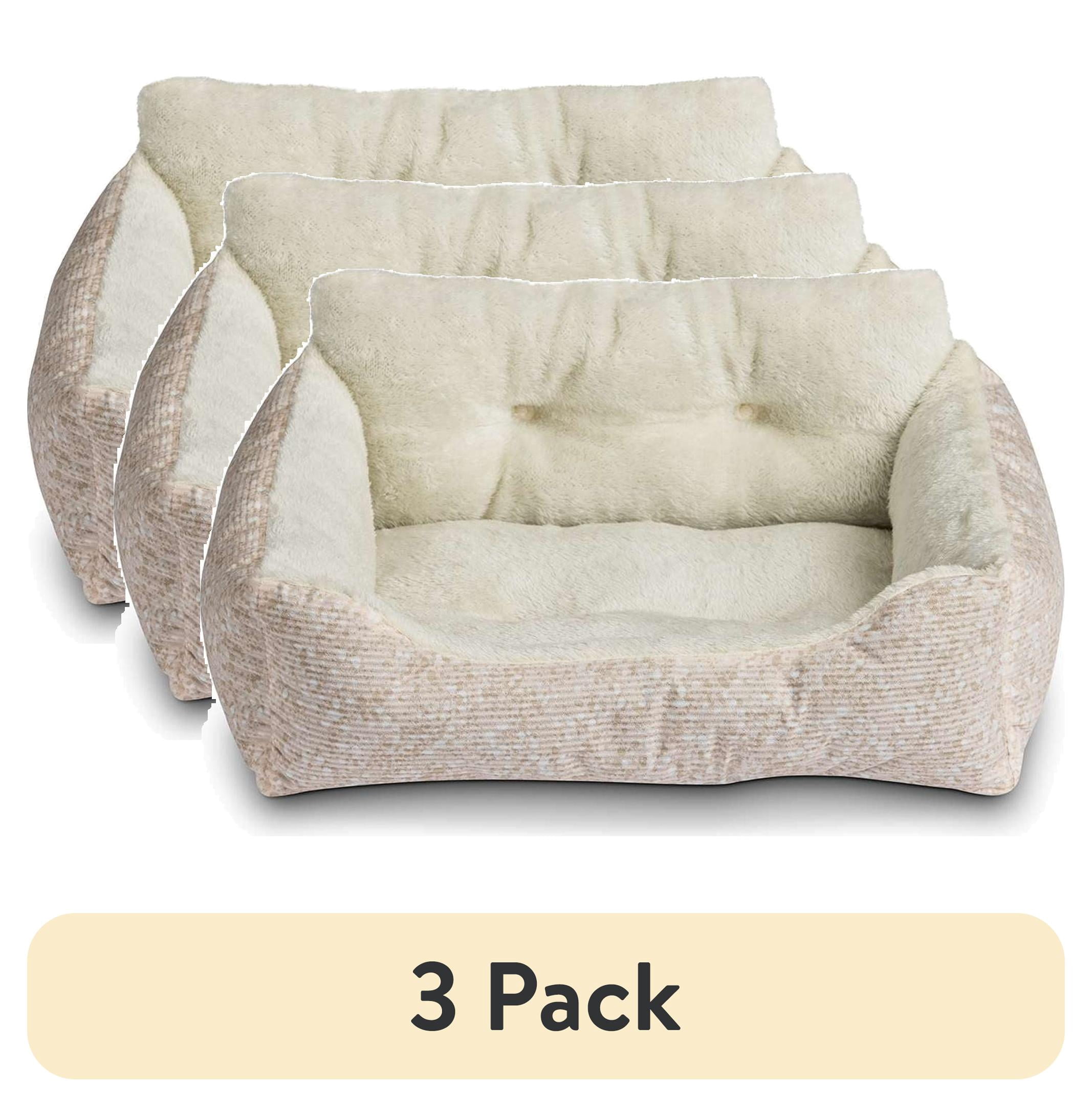 (3 pack) Vibrant Life Puppy Dog Bed, Plush Bolster Dog for Small Dogs, Small, 21" x 17", Pink