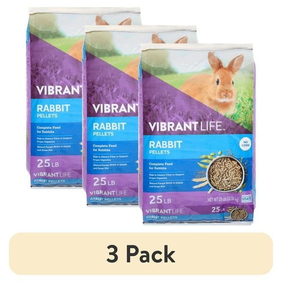 (3 pack) Vibrant Life Rabbit Pellets, 25 lb Bag