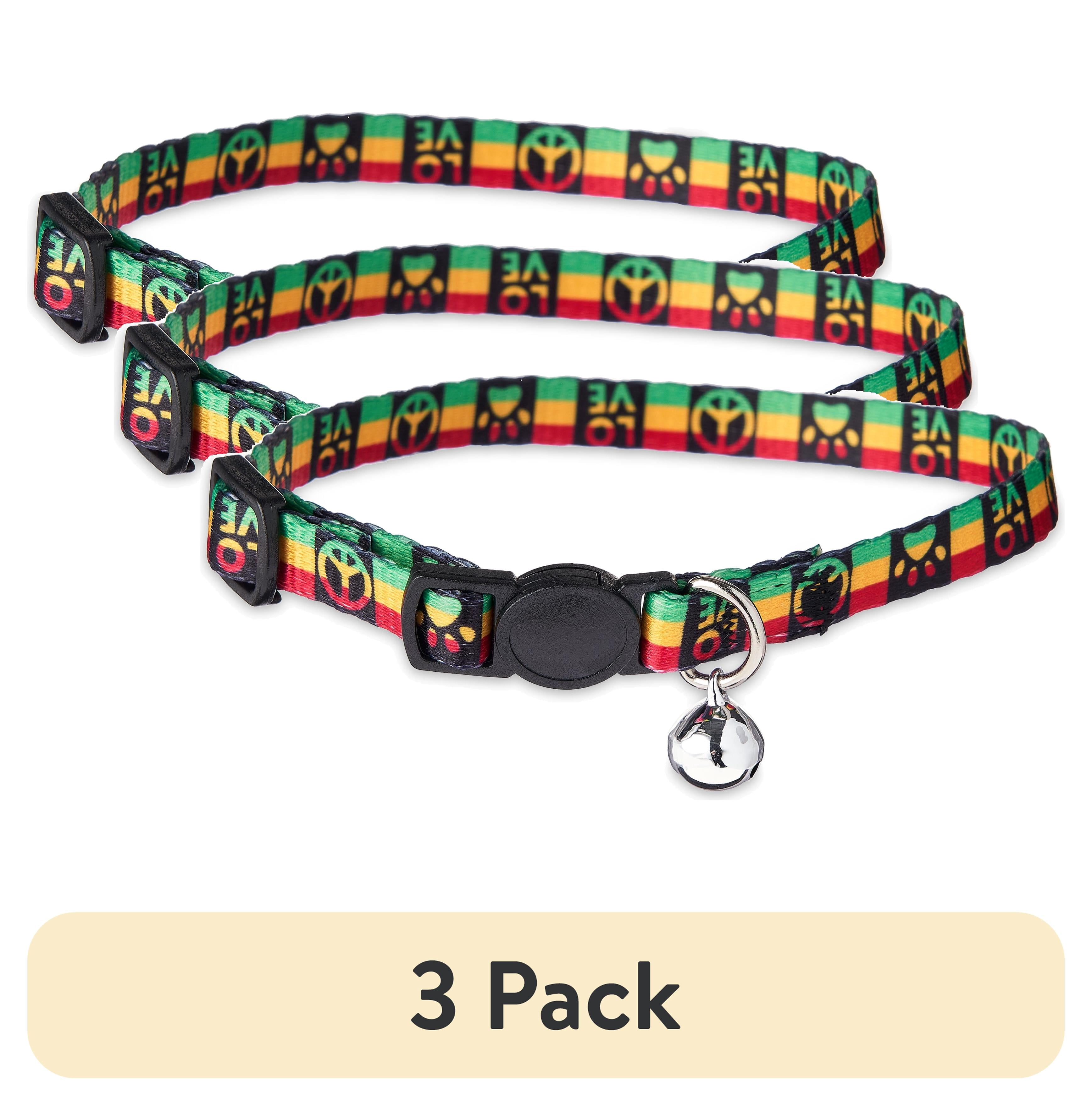 (3 pack) Vibrant Life Rasta Print Cat Collar, One Size