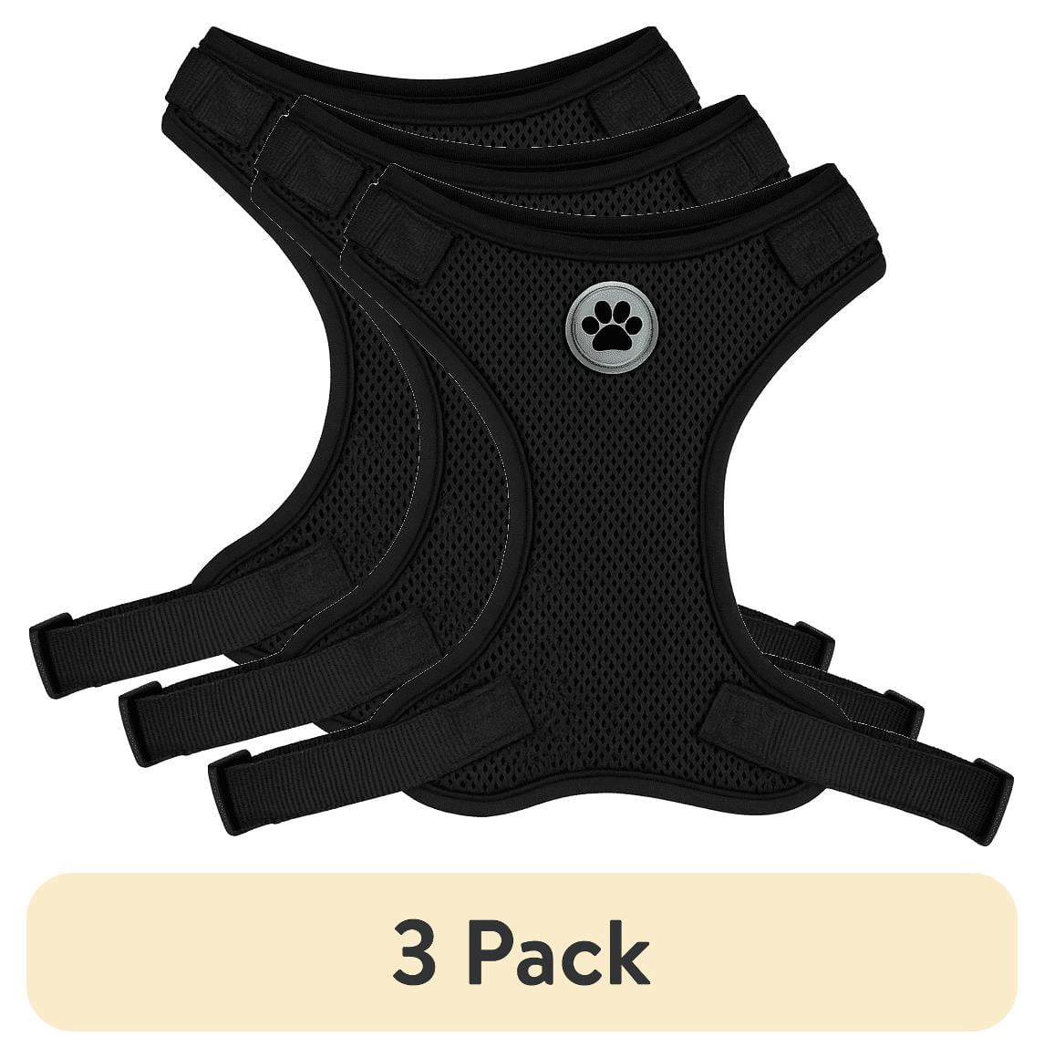 (3 pack) Vibrant Life Reflective Mesh Adjustable Dog Harness, Black, M